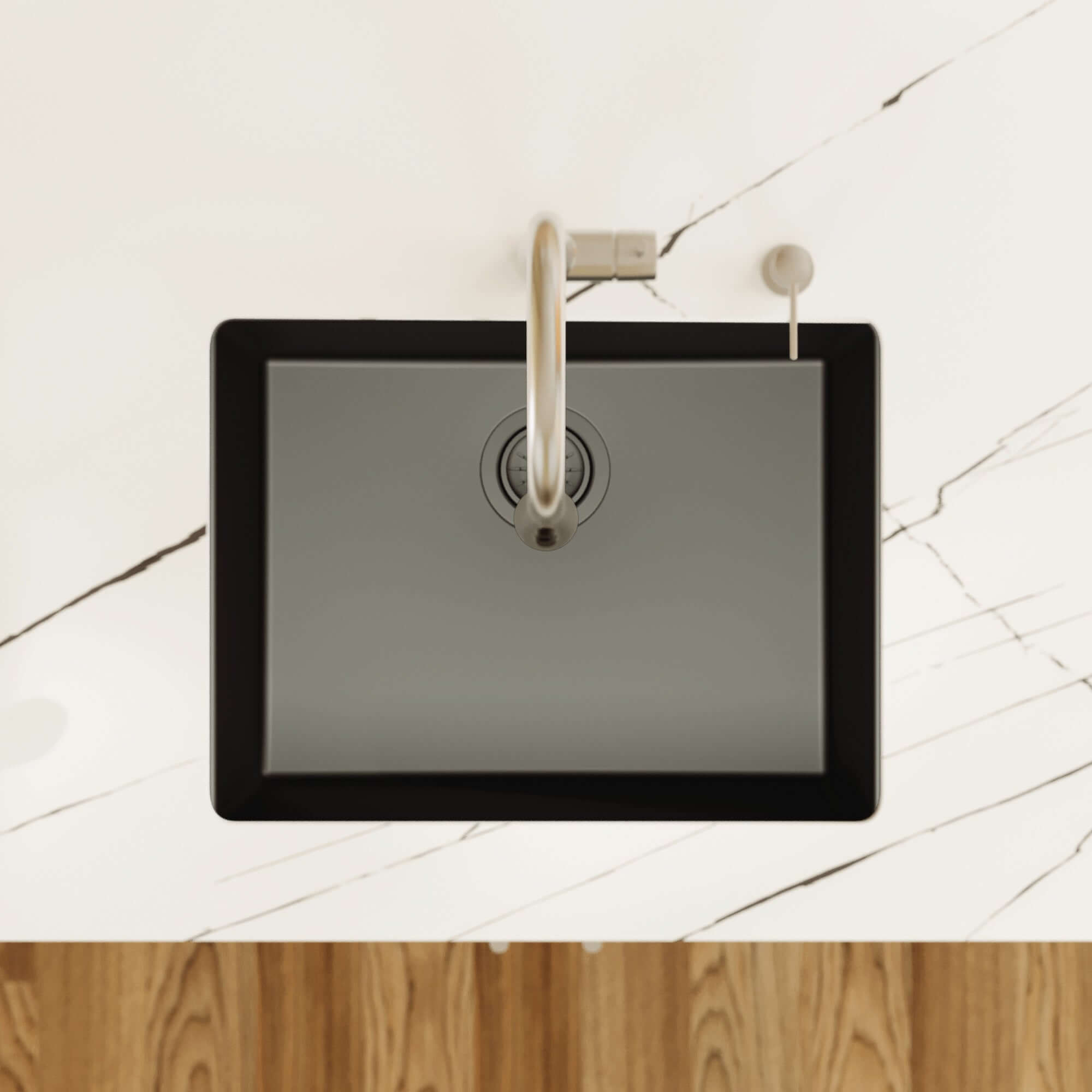 Alternative View of Karran 24" Undermount Quartz Composite Kitchen Sink, Black, QU-820-BL