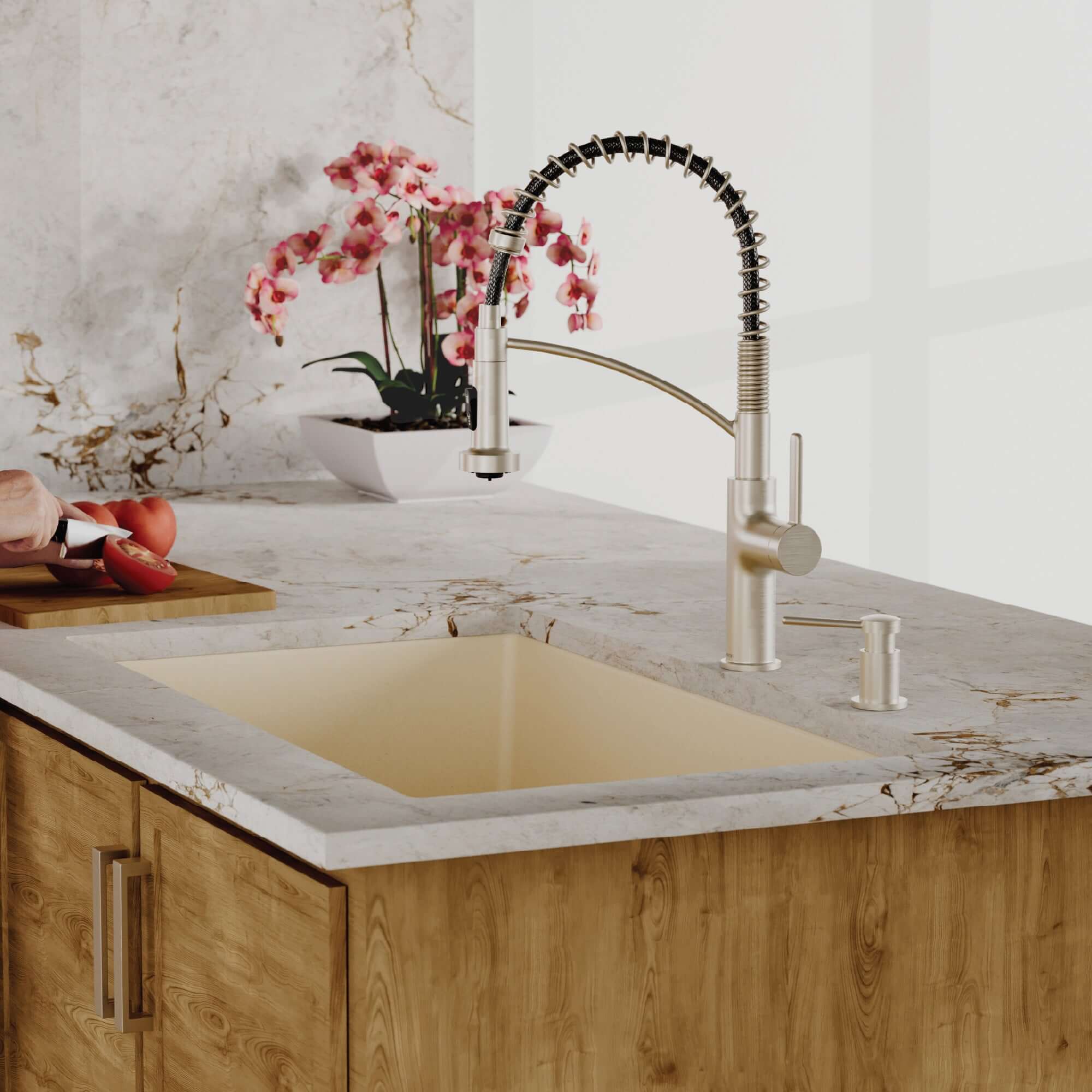 Alternative View of Karran 32" Undermount Quartz Composite Kitchen Sink, Bisque, QU-812-BI