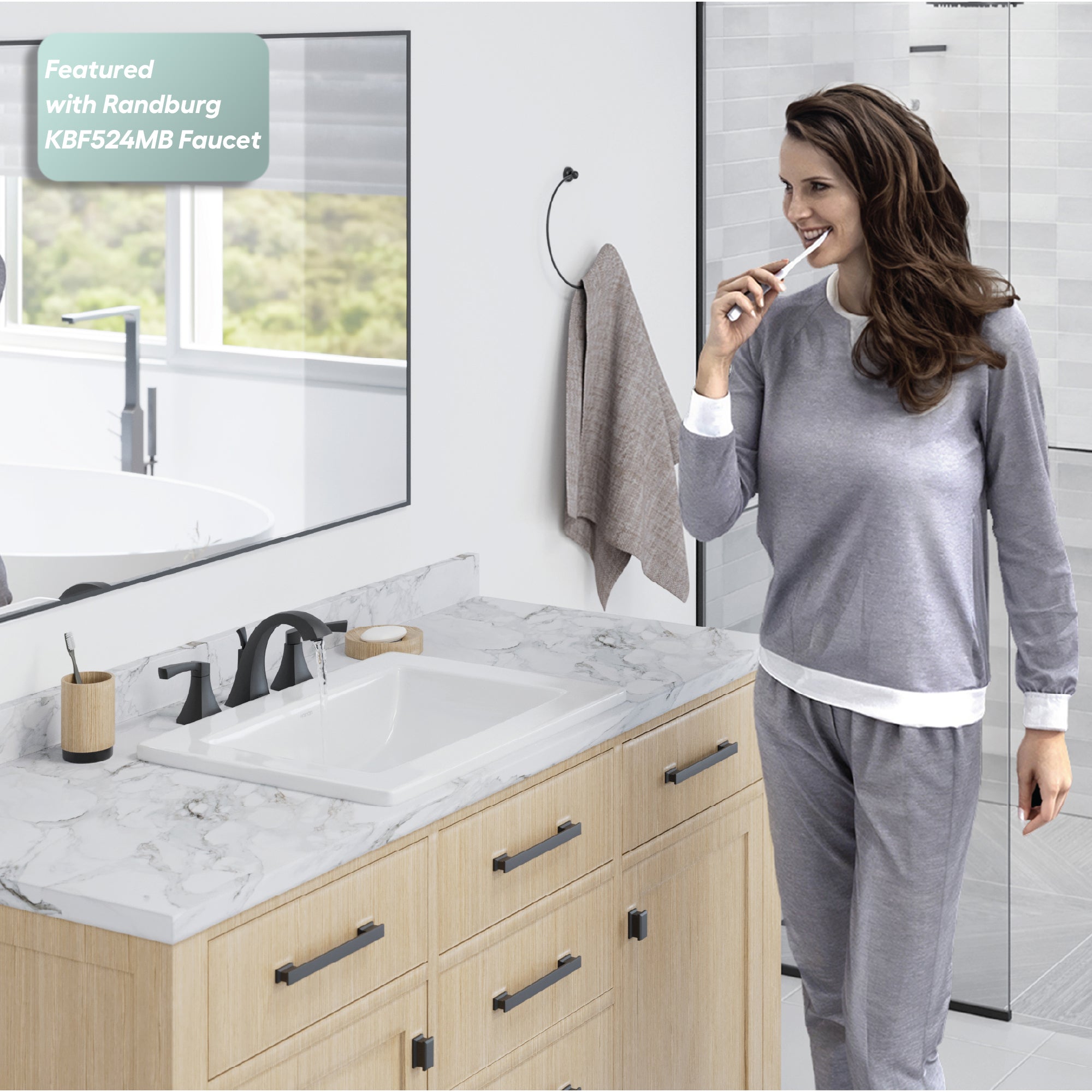 Karran Valera 17.125" x 23.25" Rectangular Drop In/Topmount Vitreous China ADA Bathroom Sink, White, VC-205-WH