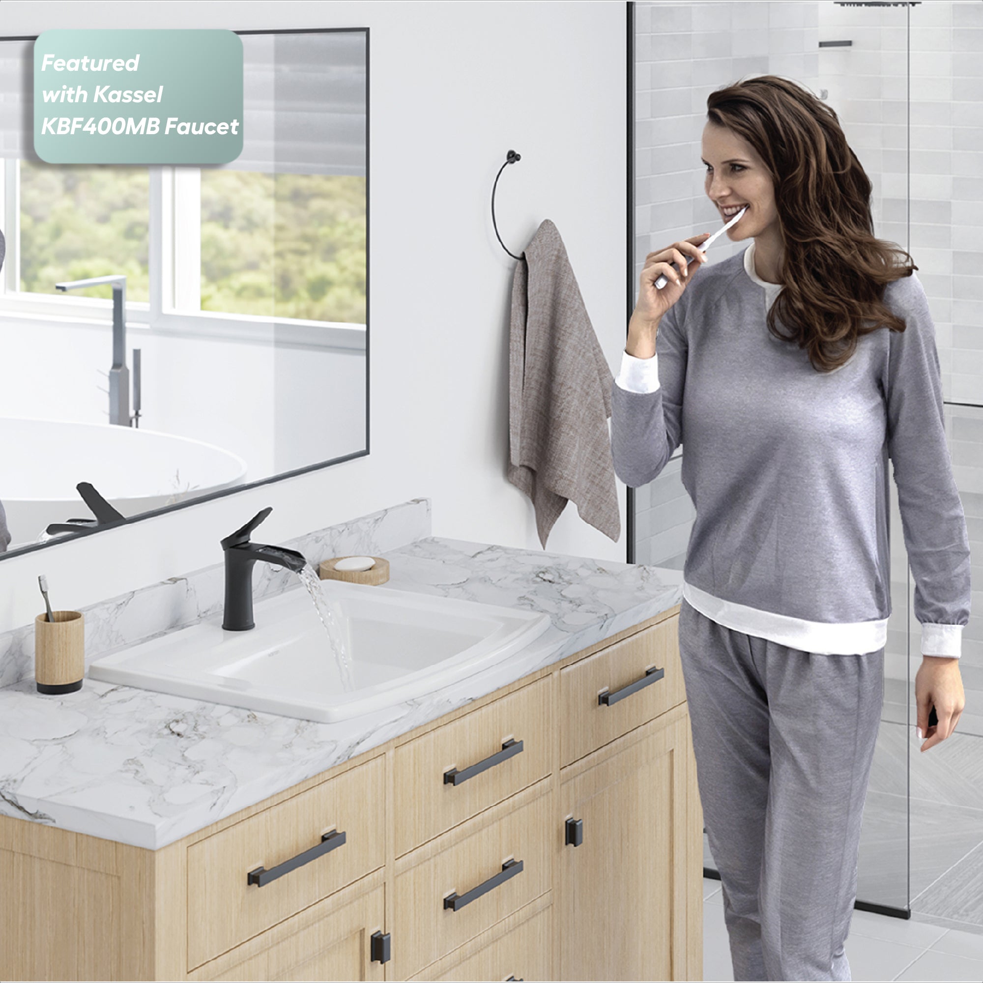 Karran Valera 19.625" x 22.625" Rectangular Drop In/Topmount Vitreous China ADA Bathroom Sink, White, VC-209-WH