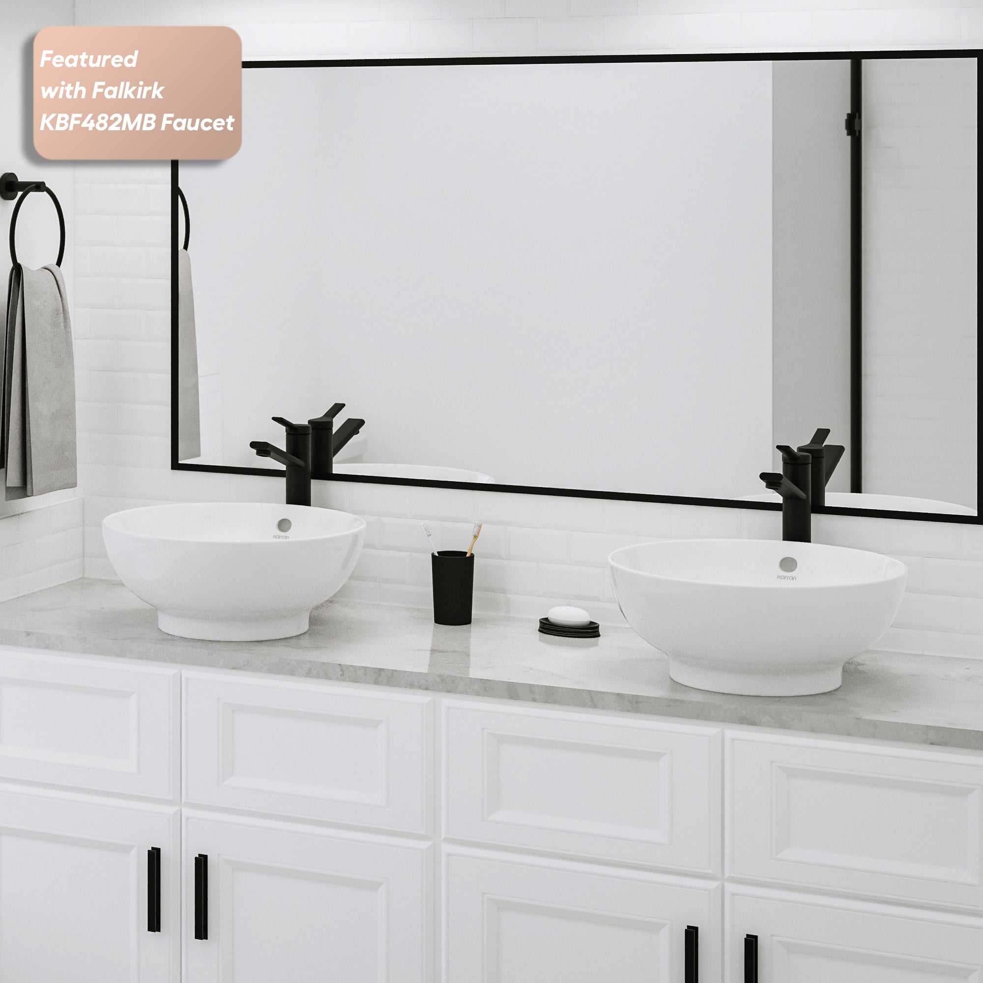 Alternative View of Karran Valera 16.625" x 16.625" x 5" Round Vessel Vitreous China ADA Bathroom Sink, White, VC-410-WH