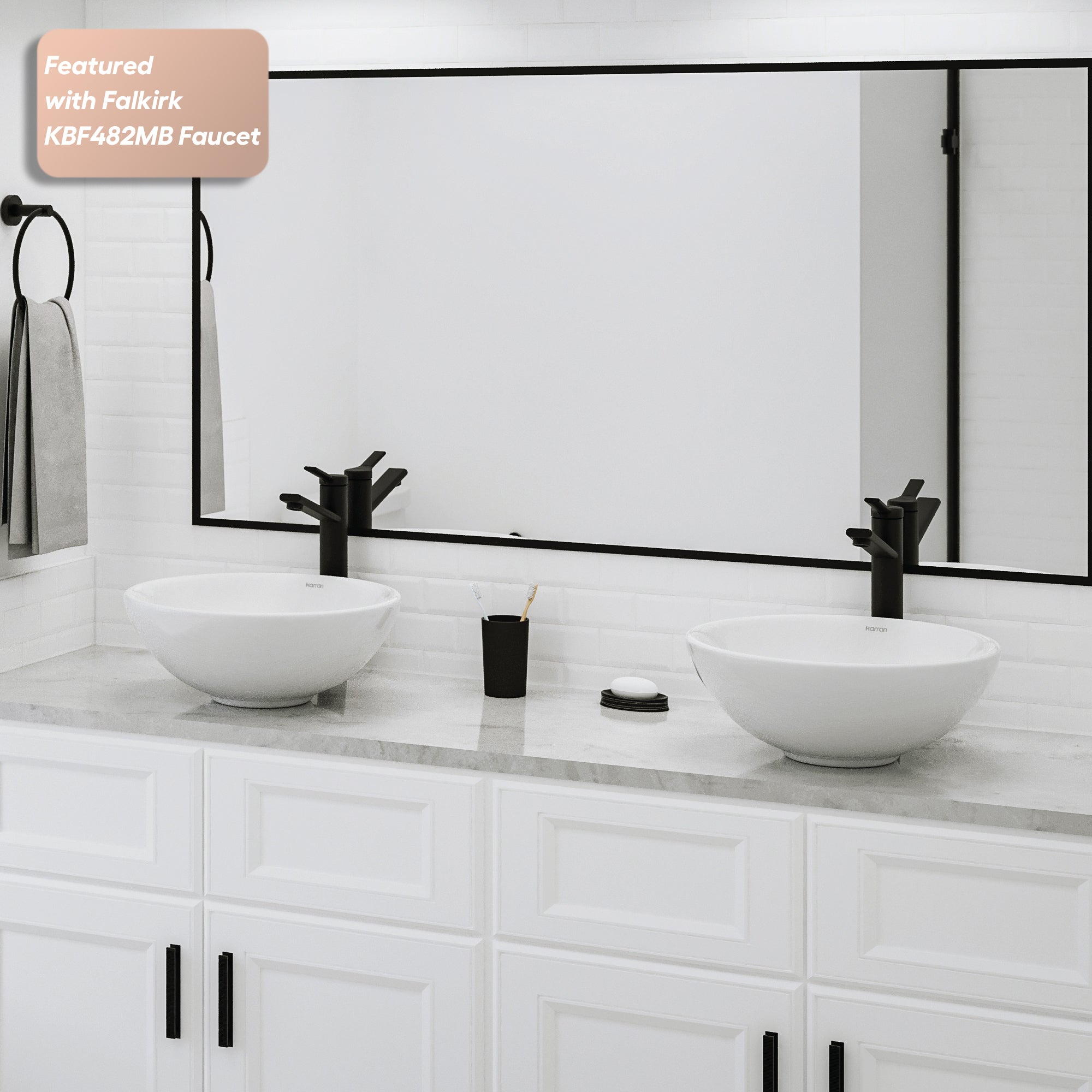 Alternative View of Karran Valera 15.5" x 15.5" x 5" Round Vessel Vitreous China ADA Bathroom Sink, White, VC-411-WH