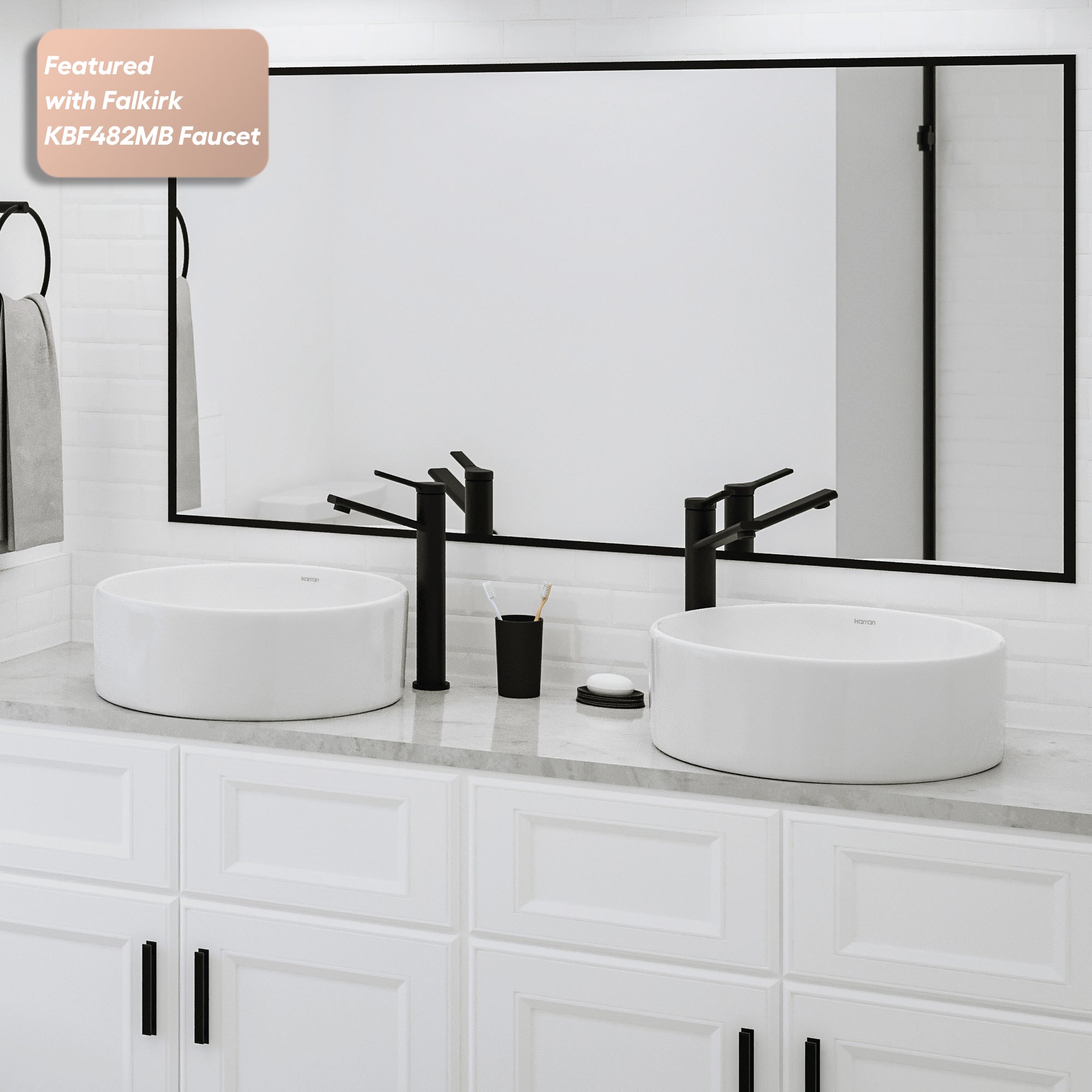 Alternative View of Karran Valera 18" x 18" x 4.5" Round Vessel Vitreous China ADA Bathroom Sink, White, VC-420-WH