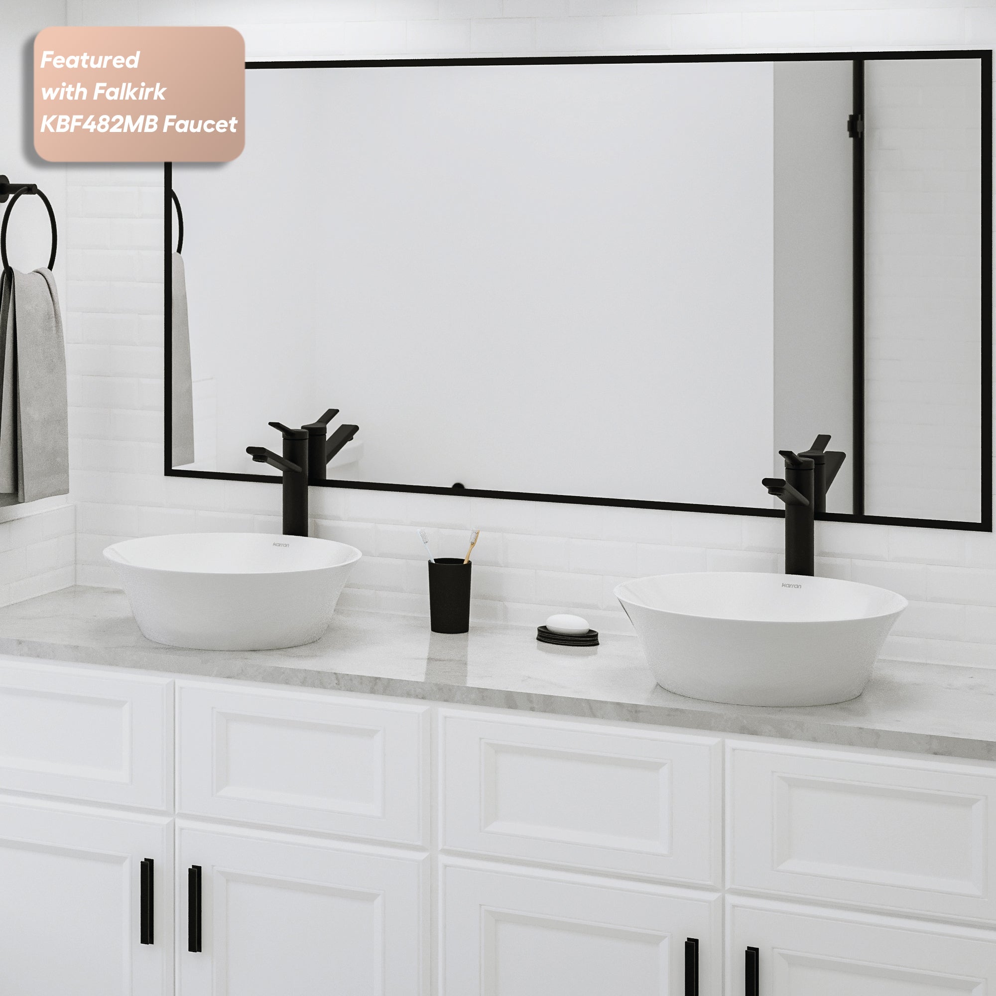 Alternative View of Karran Valera 16.5" x 16.5" x 4" Round Vessel Vitreous China ADA Bathroom Sink, White, VC-427-WH