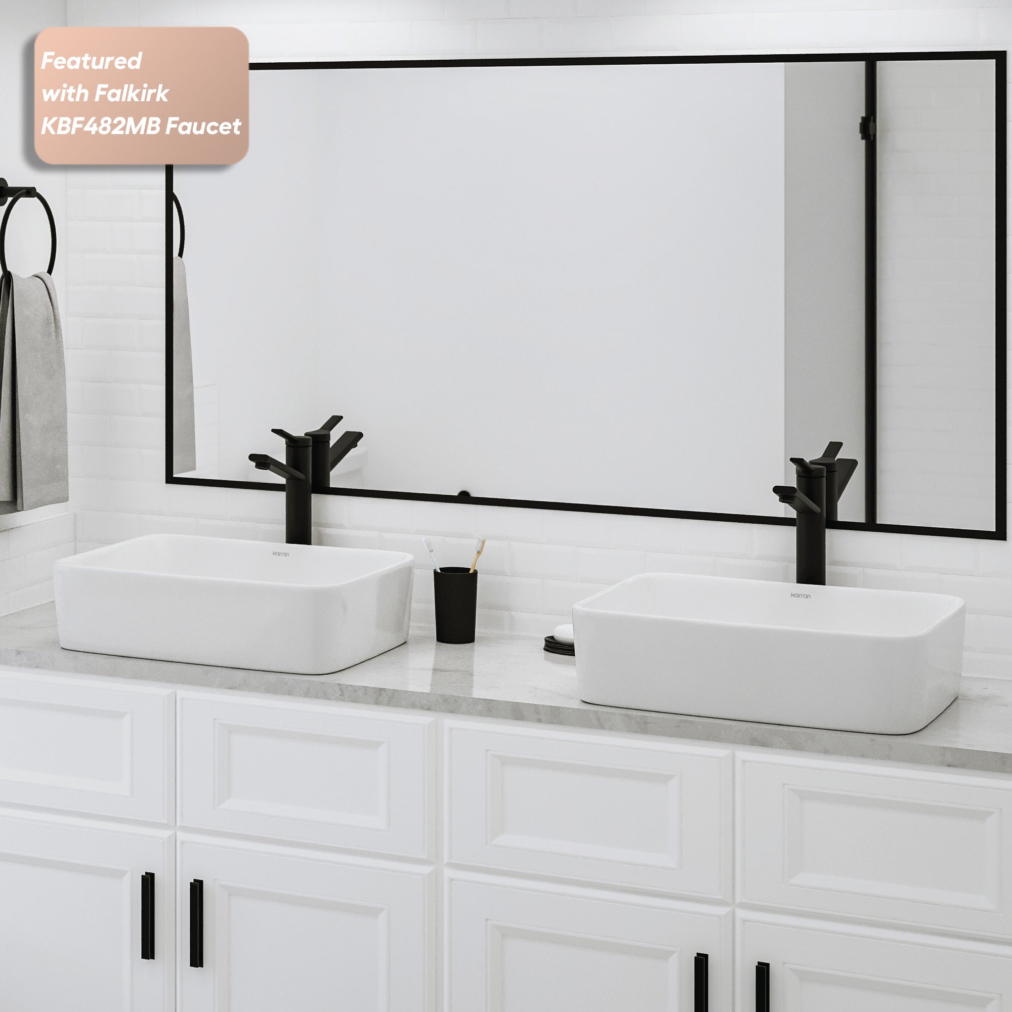 Alternative View of Karran Valera 18.75" x 14.5" x 4.25" Rectangular Vessel Vitreous China ADA Bathroom Sink, White, VC-501-WH