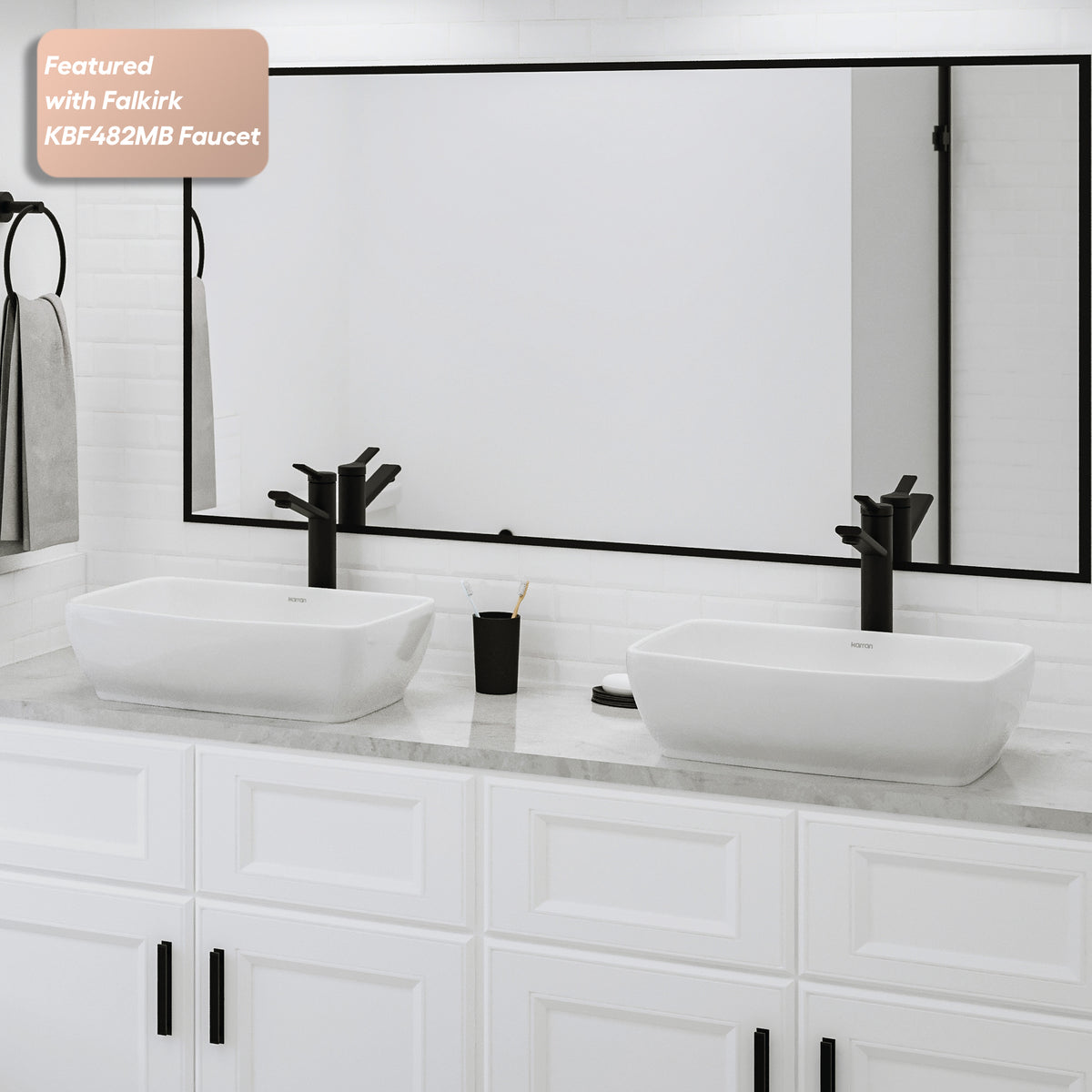 Alternative View of Karran Valera 19" x 13.25" x 4.5" Rectangular Vessel Vitreous China ADA Bathroom Sink, White, VC-502-WH