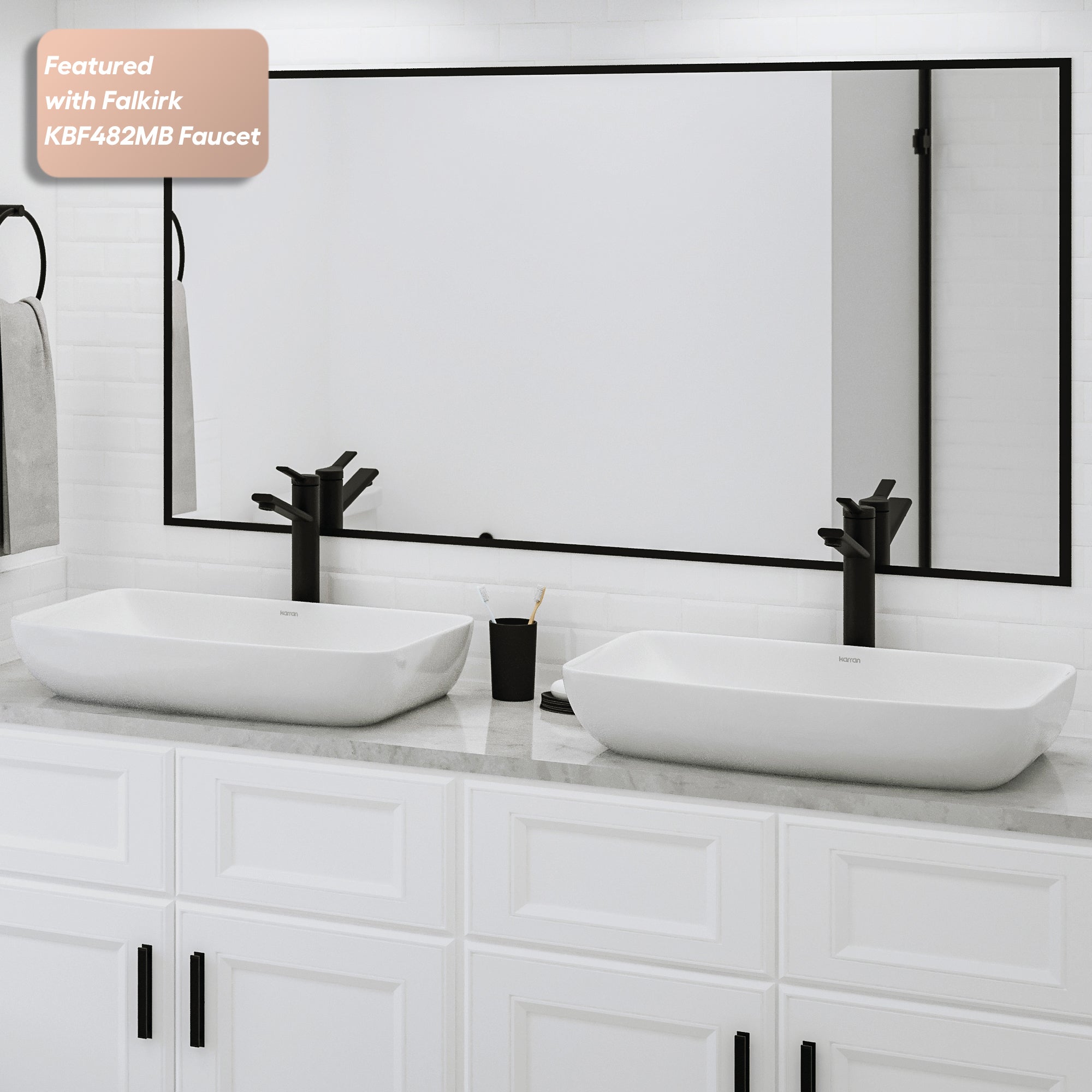 Alternative View of Karran Valera 24" x 15.5" x 4" Rectangular Vessel Vitreous China ADA Bathroom Sink, White, VC-504-WH