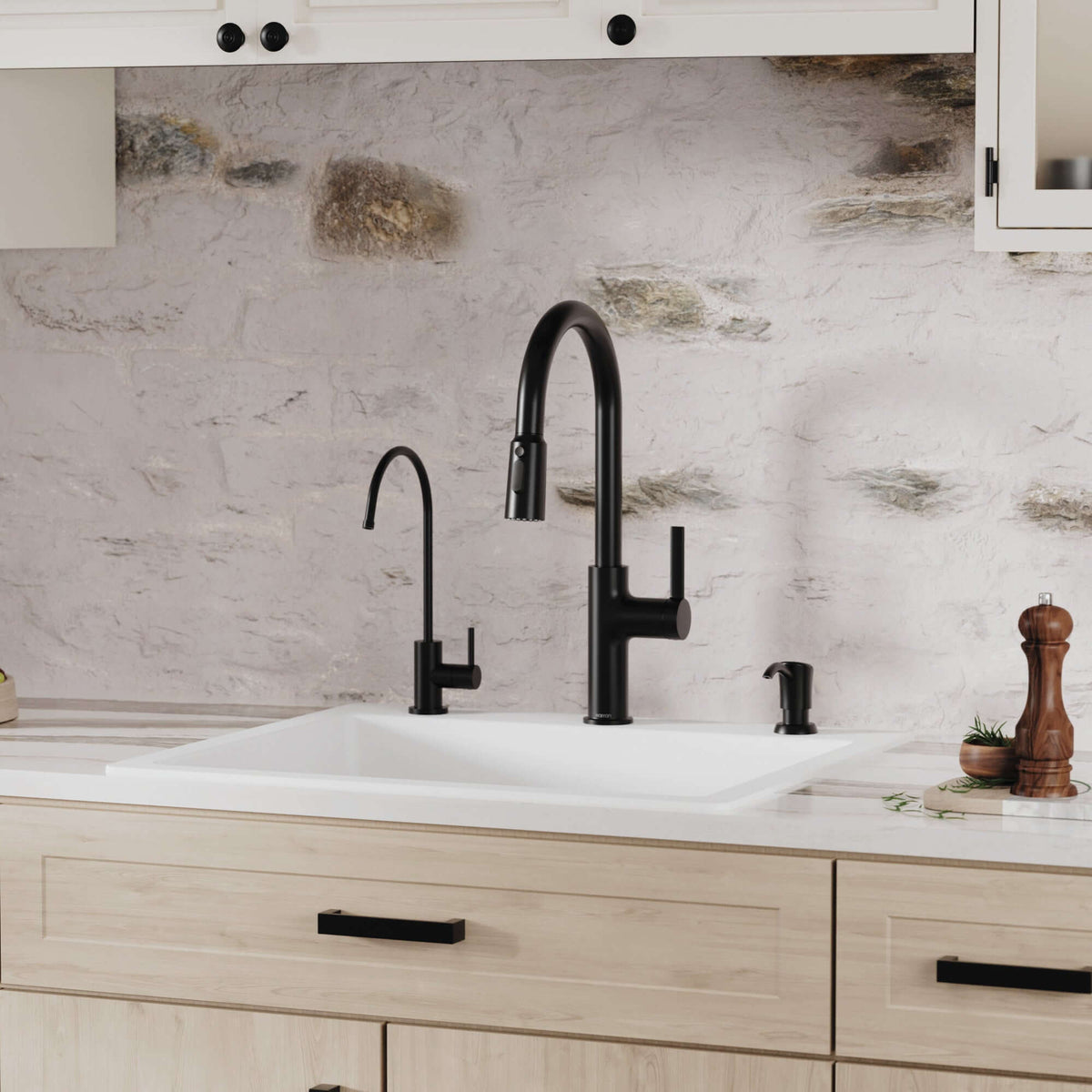 Alternative View of Karran 25" Drop In/Topmount Quartz Composite Kitchen Sink, White, QT-820-WH