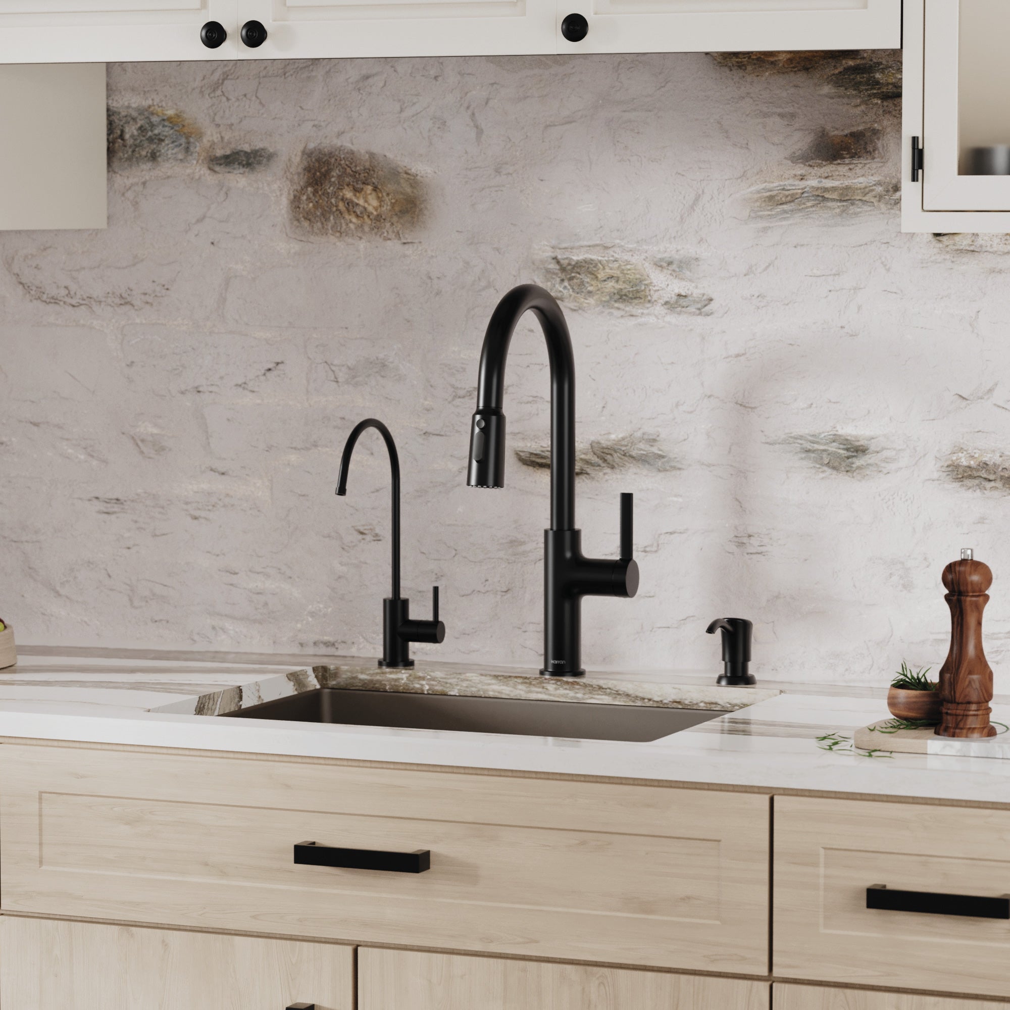 Alternative View of Karran 24" Undermount Quartz Composite Kitchen Sink with Accessories, Brown, QU-820-BR-PK1