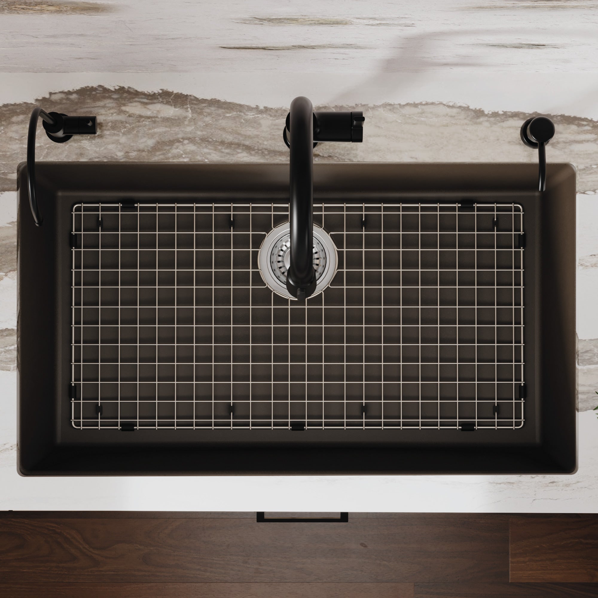 Alternative View of Karran 32" Undermount Quartz Composite Kitchen Sink with Accessories, Brown, QU-812-BR-PK1