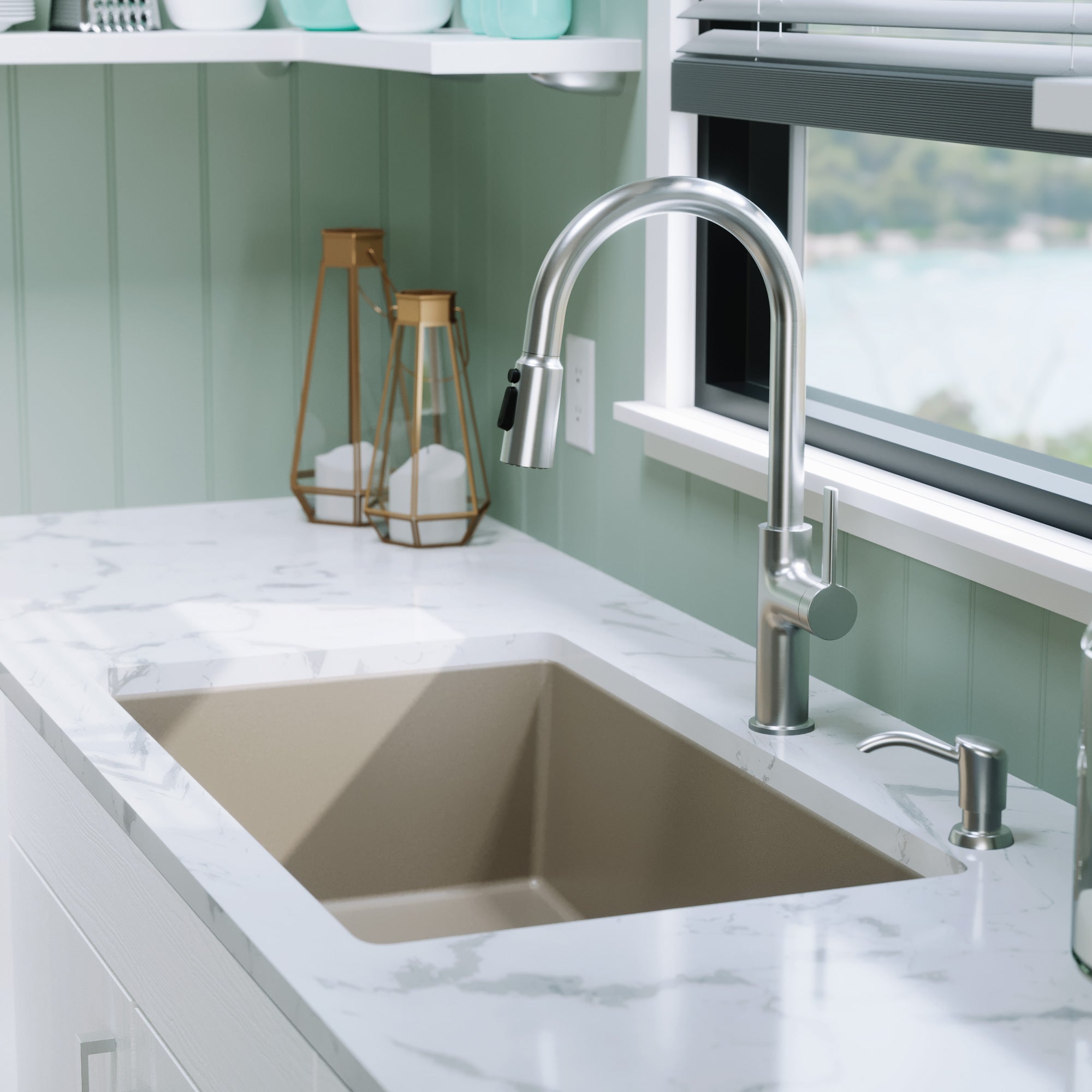 Alternative View of Karran 32" Undermount Quartz Composite Kitchen Sink, Concrete, QU-812-CN