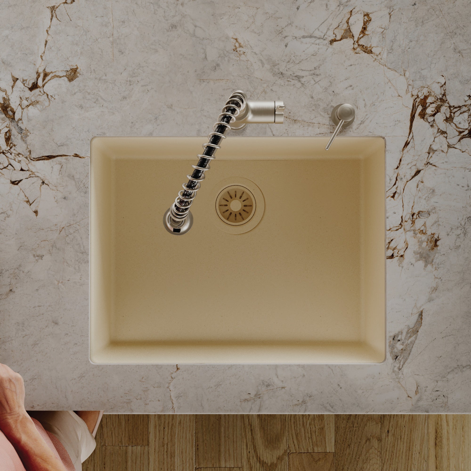 Alternative View of Karran 24" Undermount Quartz Composite Kitchen Sink, Bisque, QU-820-BI