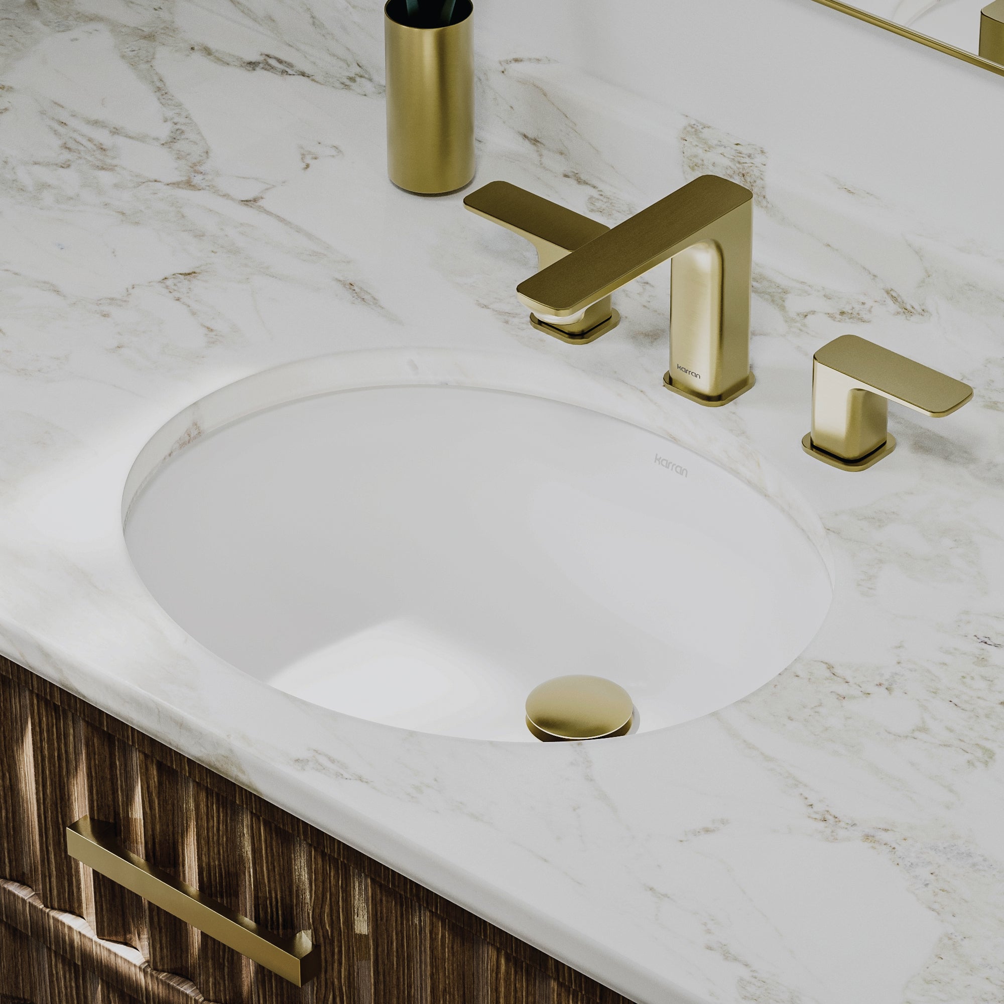 Karran Valera 15.75" x 19.25" Oval Undermount Vitreous China ADA Bathroom Sink, White, VC-104-WH