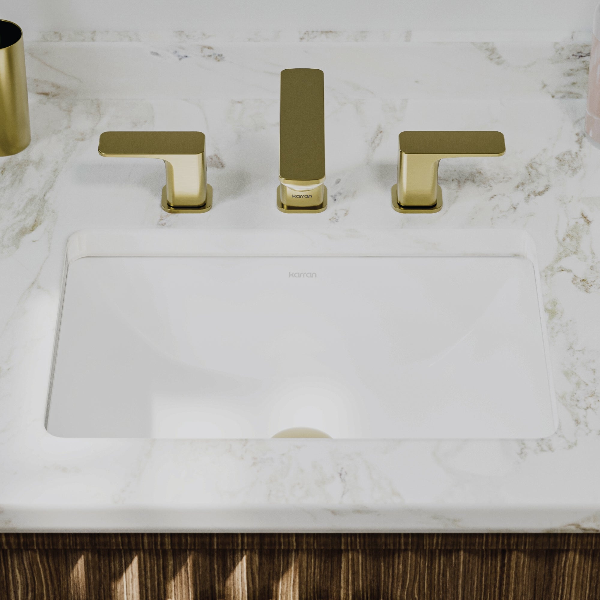 Karran 18 rectangular bathroom sink white lifestyle image