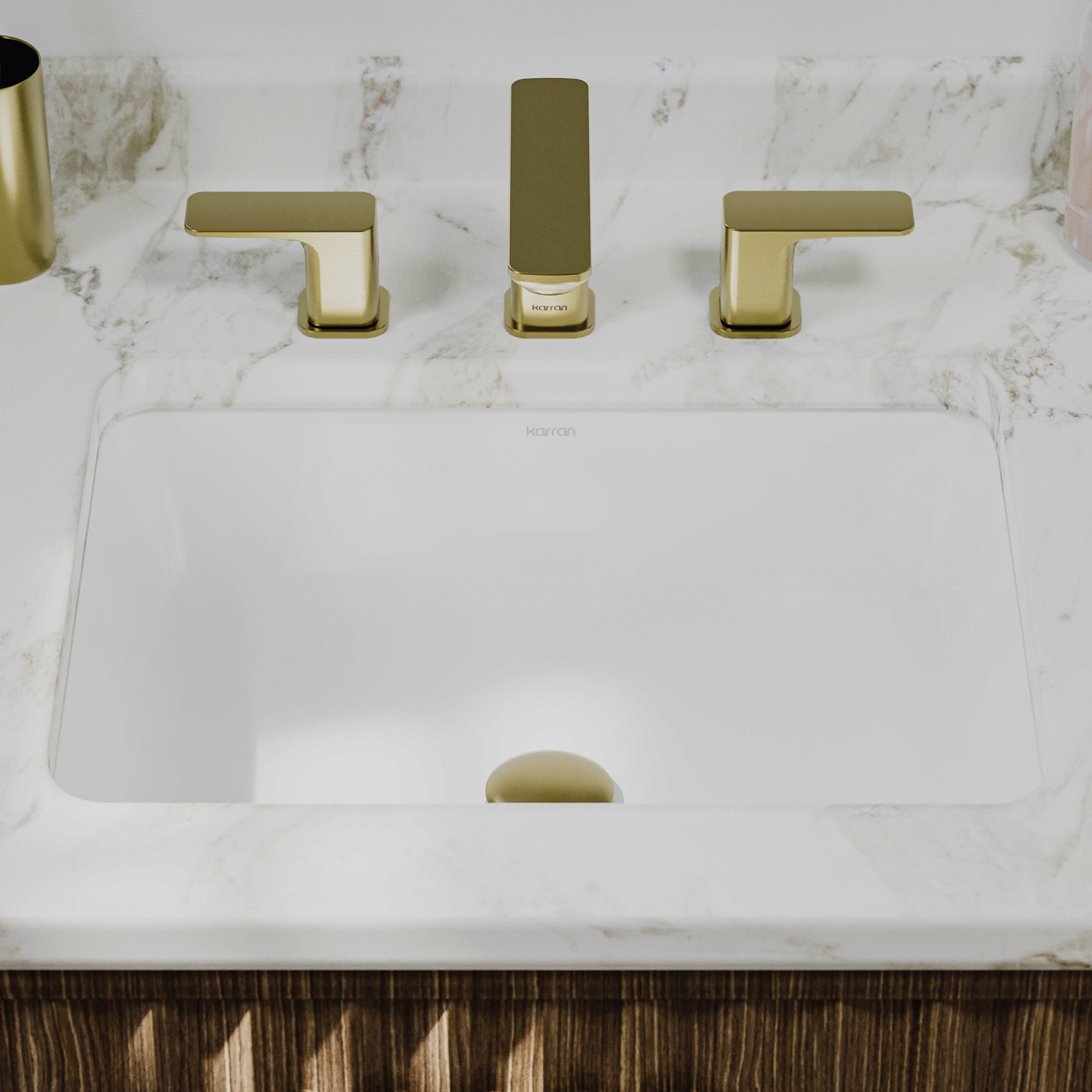 Karran 20 rectangular bathroom sink white lifestyle image
