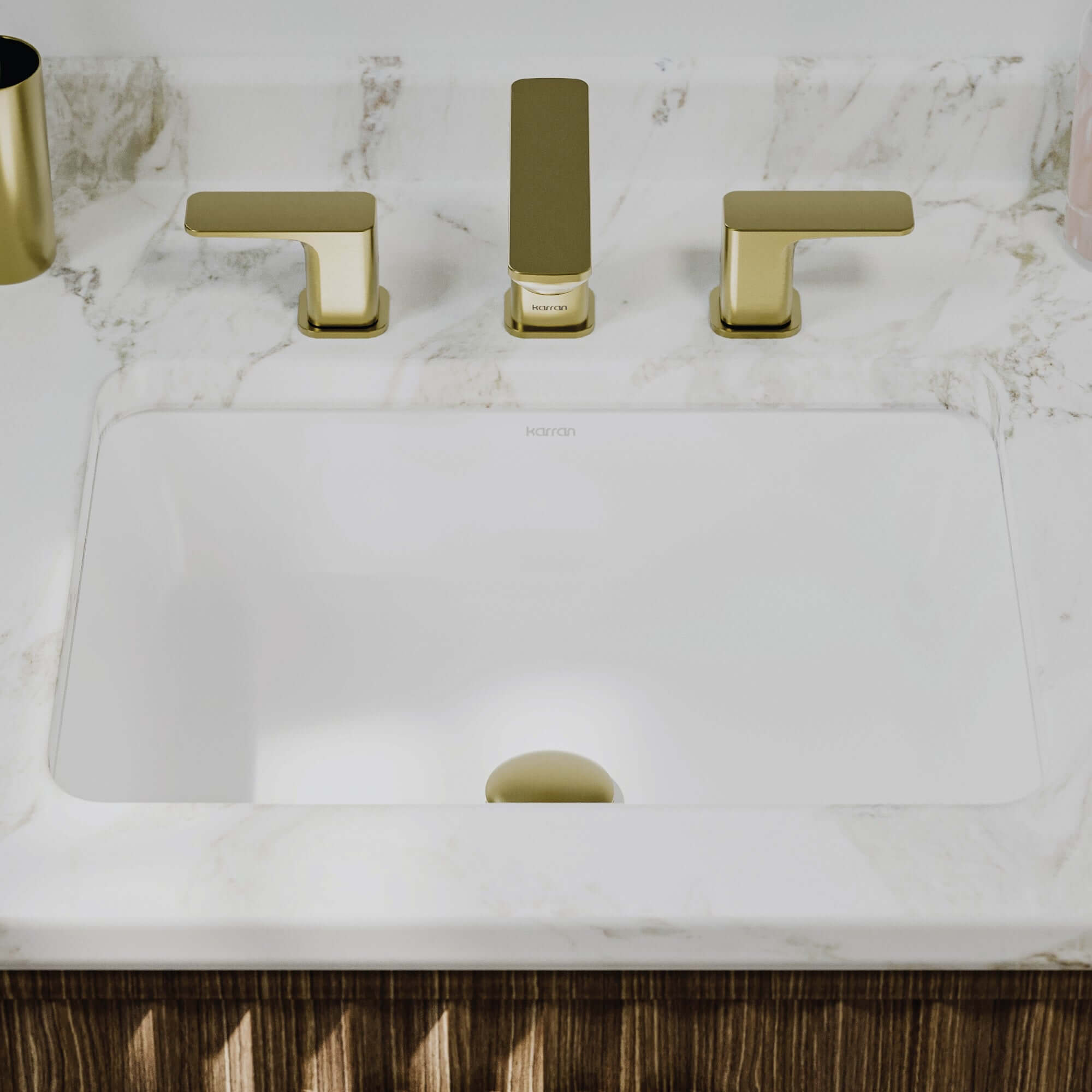Karran 20 rectangular bathroom sink white lifestyle image
