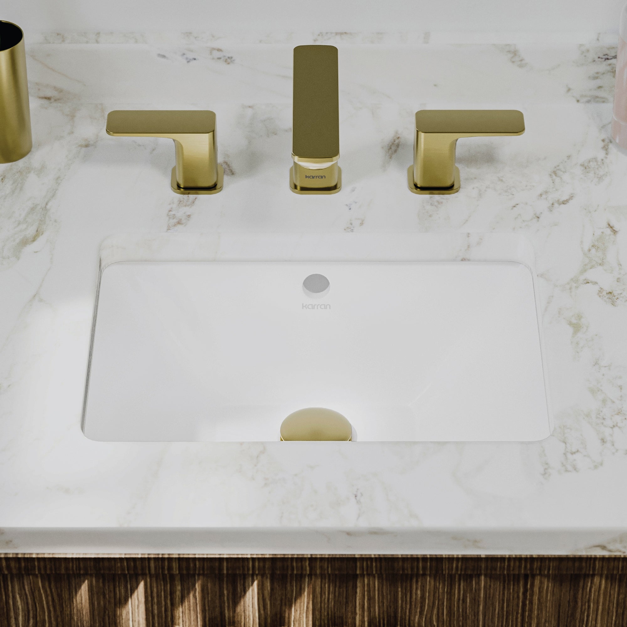 Karran 17 rectangular bathroom sink white lifestyle image
