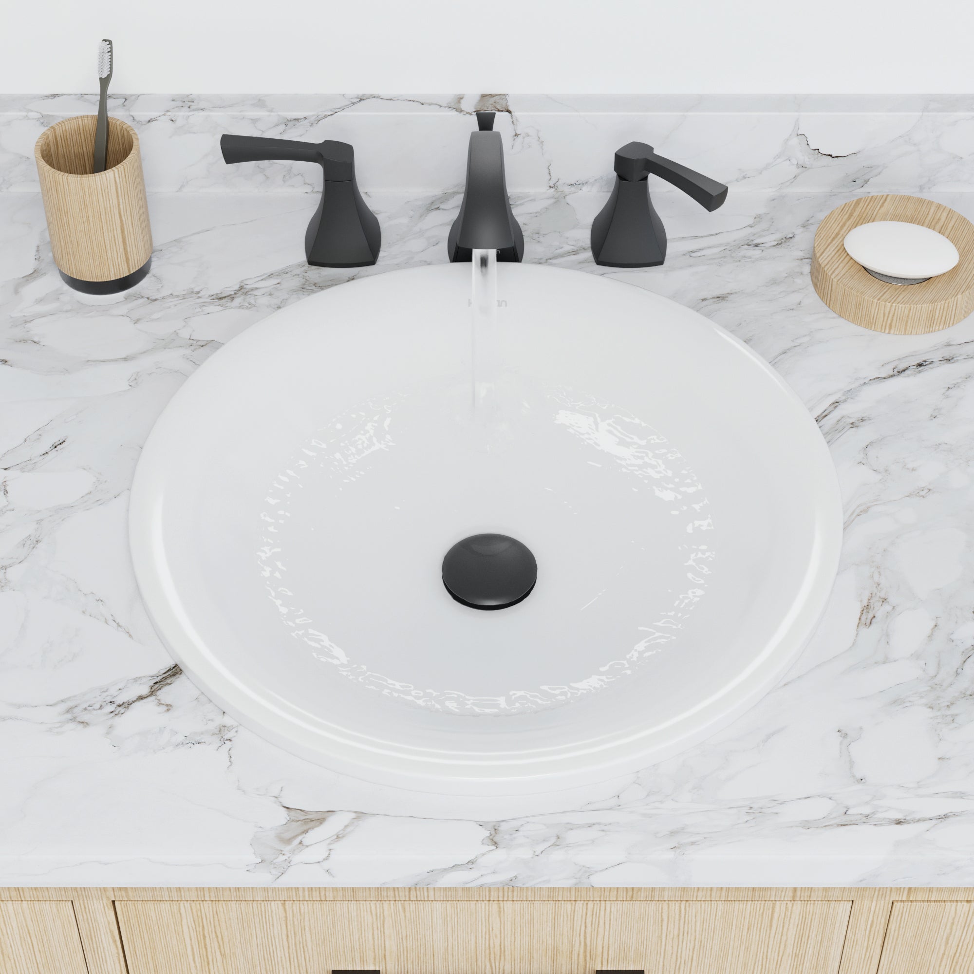 Alternative View of Karran Valera 17.75" x 17.75" x 3.5" Round Vessel Vitreous China ADA Bathroom Sink, White, VC-203-WH