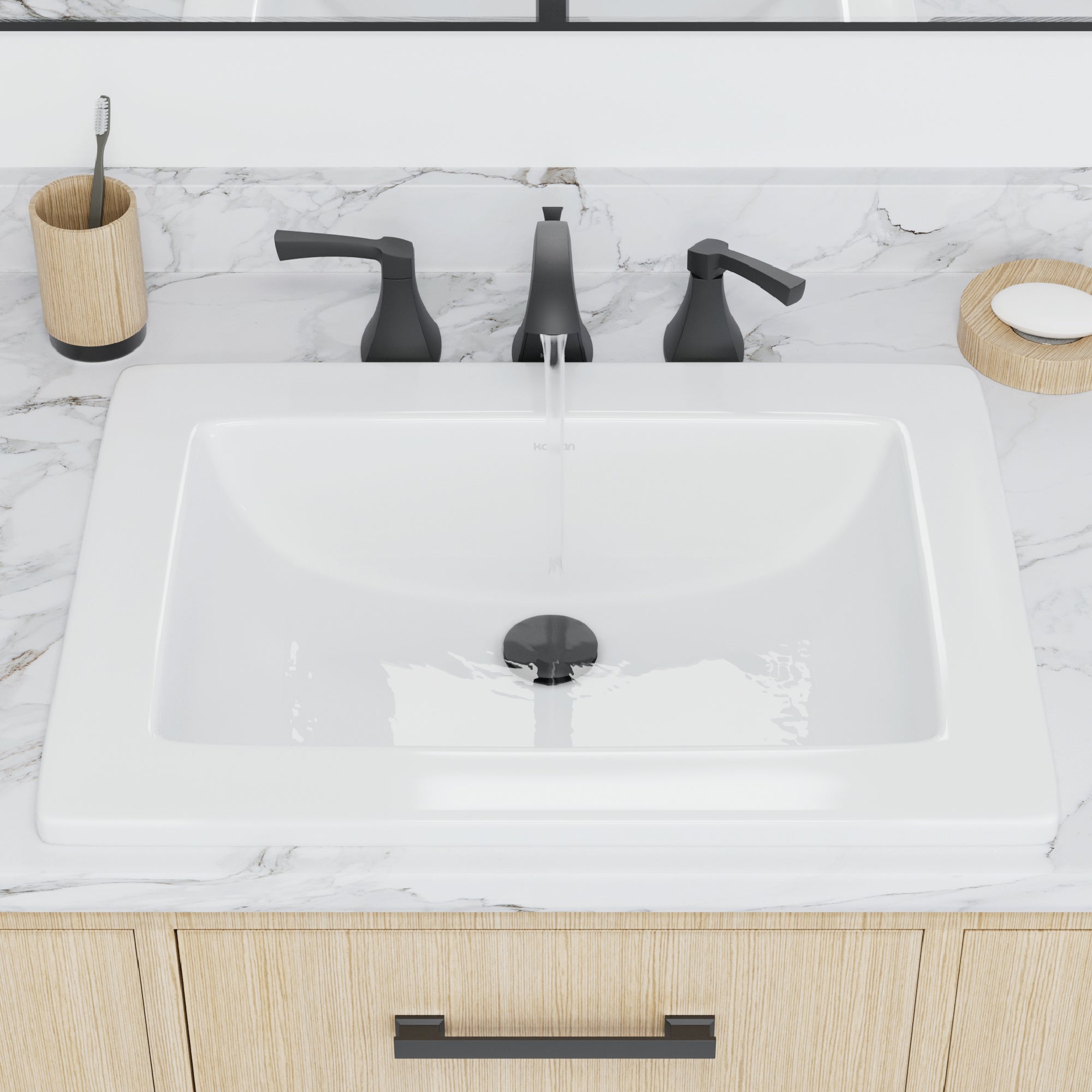 Karran Valera 17.125" x 23.25" Rectangular Drop In/Topmount Vitreous China ADA Bathroom Sink, White, VC-205-WH