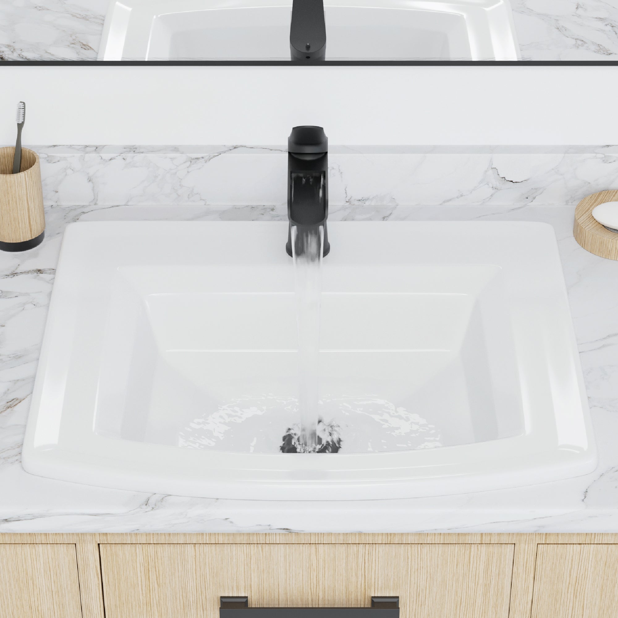 Karran Valera 19.625" x 22.625" Rectangular Drop In/Topmount Vitreous China ADA Bathroom Sink, White, VC-209-WH