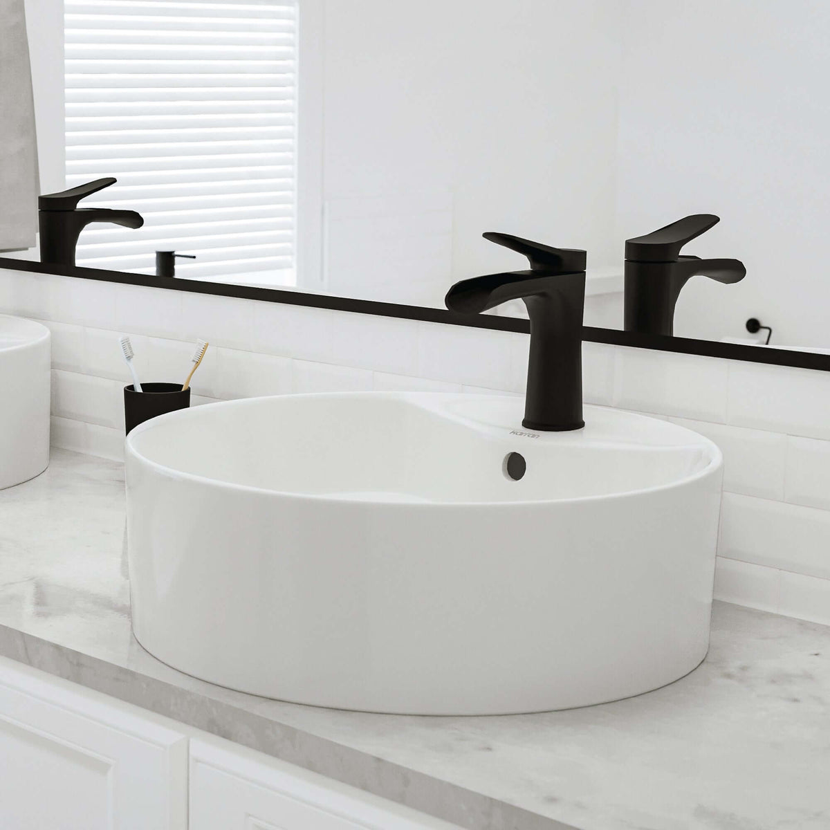 Alternative View of Karran Valera 18.125" x 18.125" x 4.25" Round Vessel Vitreous China ADA Bathroom Sink, White, VC-401-WH