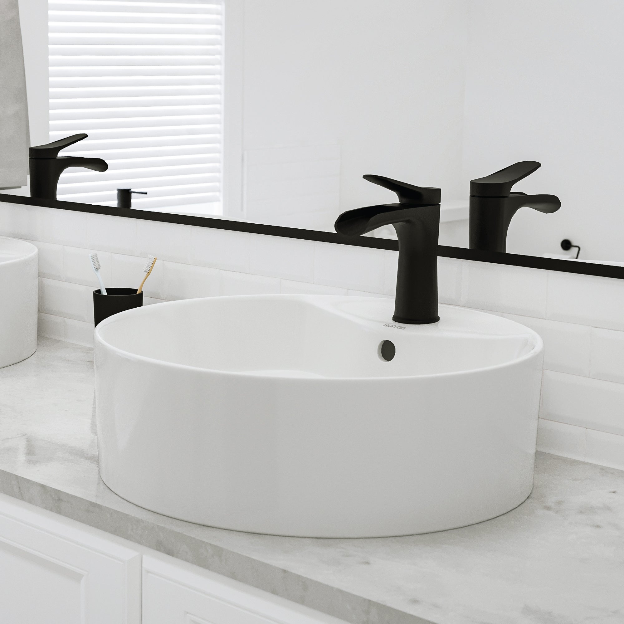 Alternative View of Karran Valera 18.125" x 18.125" x 4.25" Round Vessel Vitreous China ADA Bathroom Sink, White, VC-401-WH