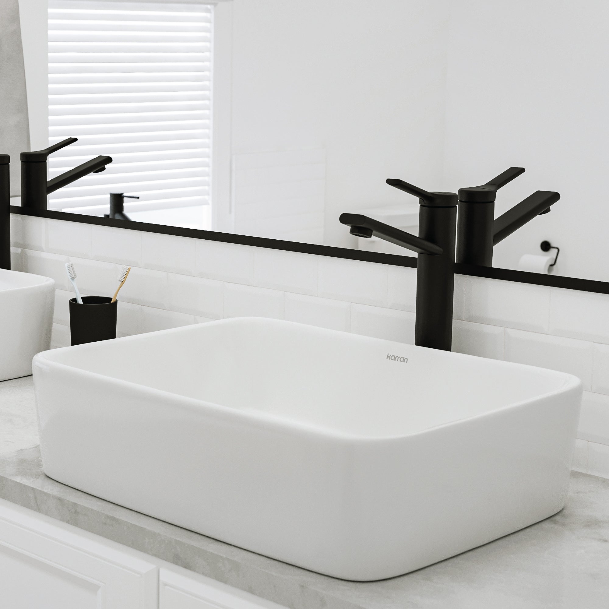 Alternative View of Karran Valera 18.75" x 14.5" x 4.25" Rectangular Vessel Vitreous China ADA Bathroom Sink, White, VC-501-WH