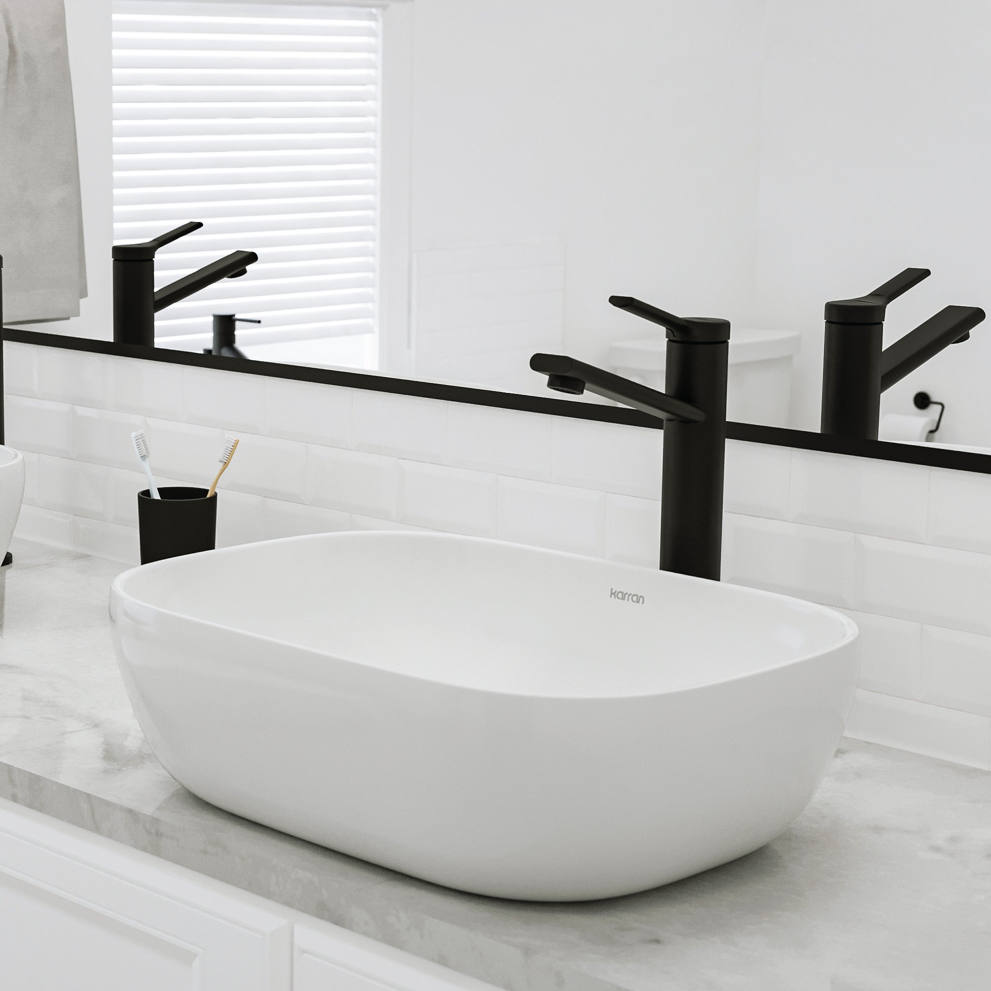 Alternative View of Karran Valera 19.875" x 15.75" x 4.5" Rectangular Vessel Vitreous China ADA Bathroom Sink, White, VC-511-WH