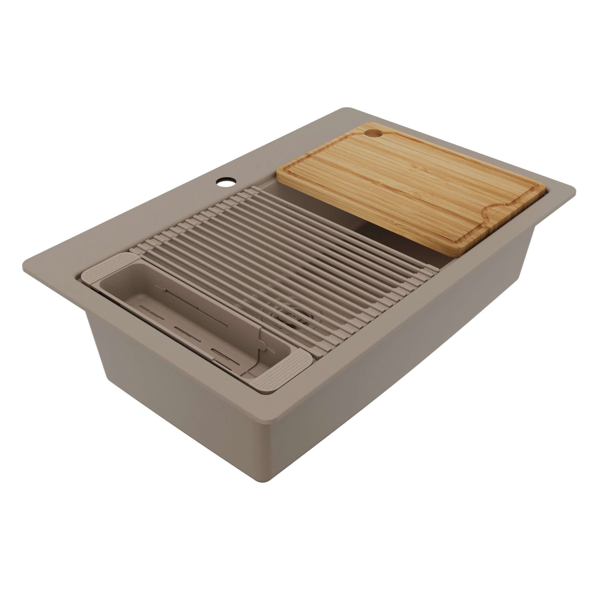 Karran 33 quartz composite workstation kitchen sink concrete product image