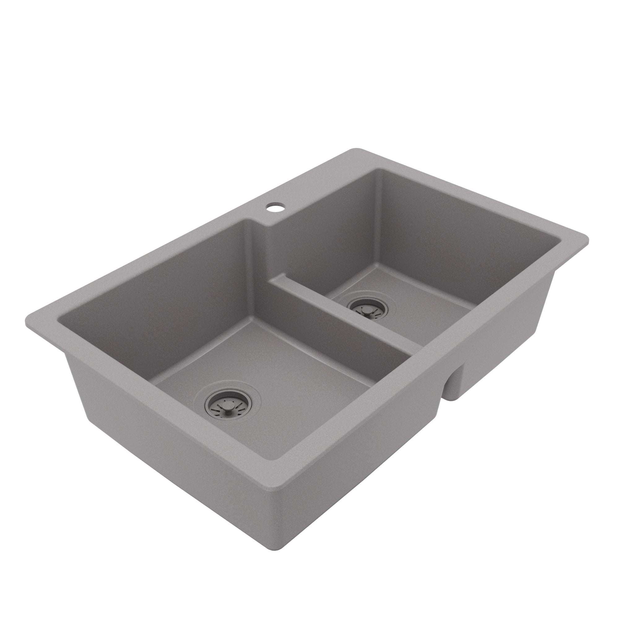 Alternative View of Karran 33" Drop In/Topmount Quartz Composite Kitchen Sink, 60/40 Double Bowl, Grey, QT-811-GR