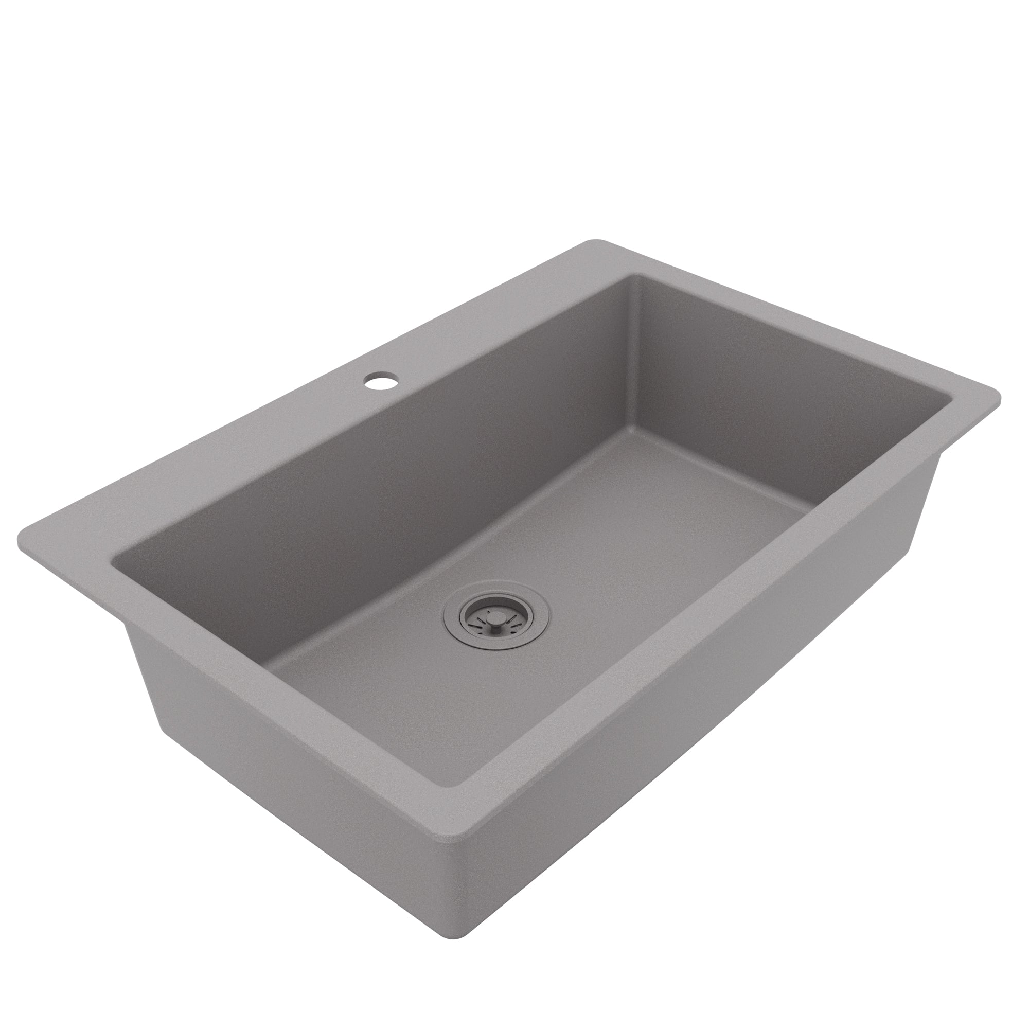 Alternative View of Karran 33" Drop In/Topmount Quartz Composite Kitchen Sink, Grey, QT-812-GR