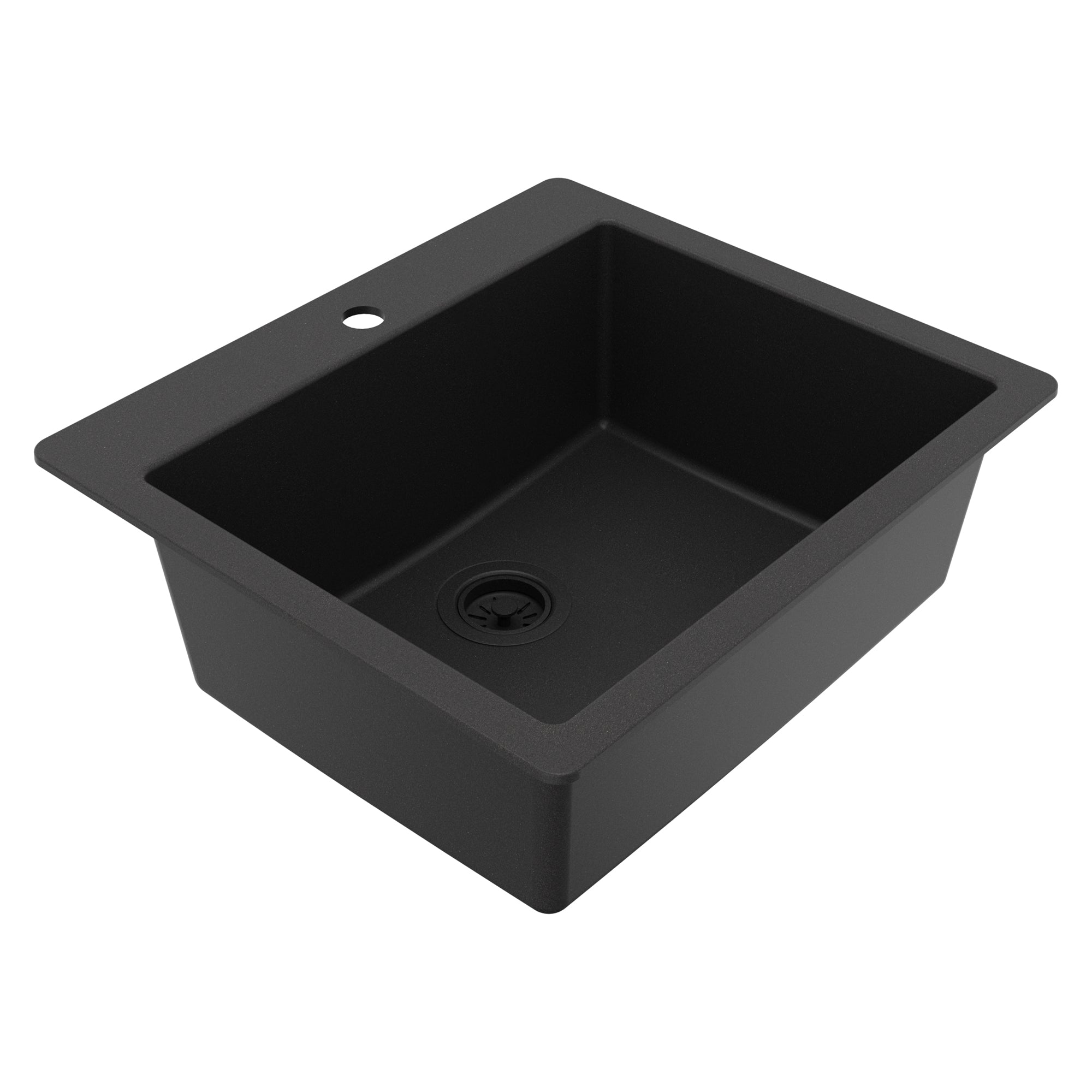 Alternative View of Karran 25" Drop In/Topmount Quartz Composite Kitchen Sink, Black, QT-820-BL