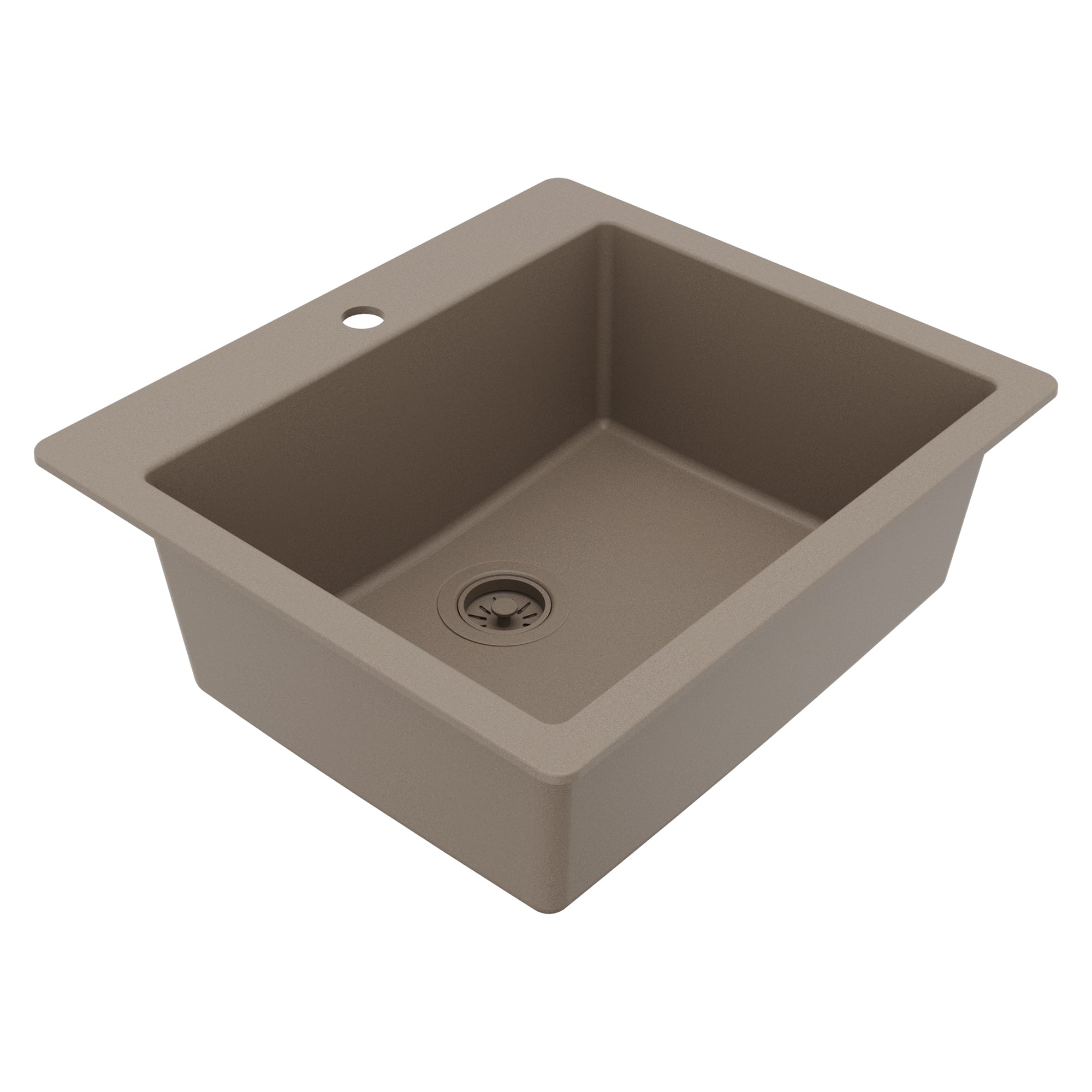 Alternative View of Karran 25" Drop In/Topmount Quartz Composite Kitchen Sink, Concrete, QT-820-CN