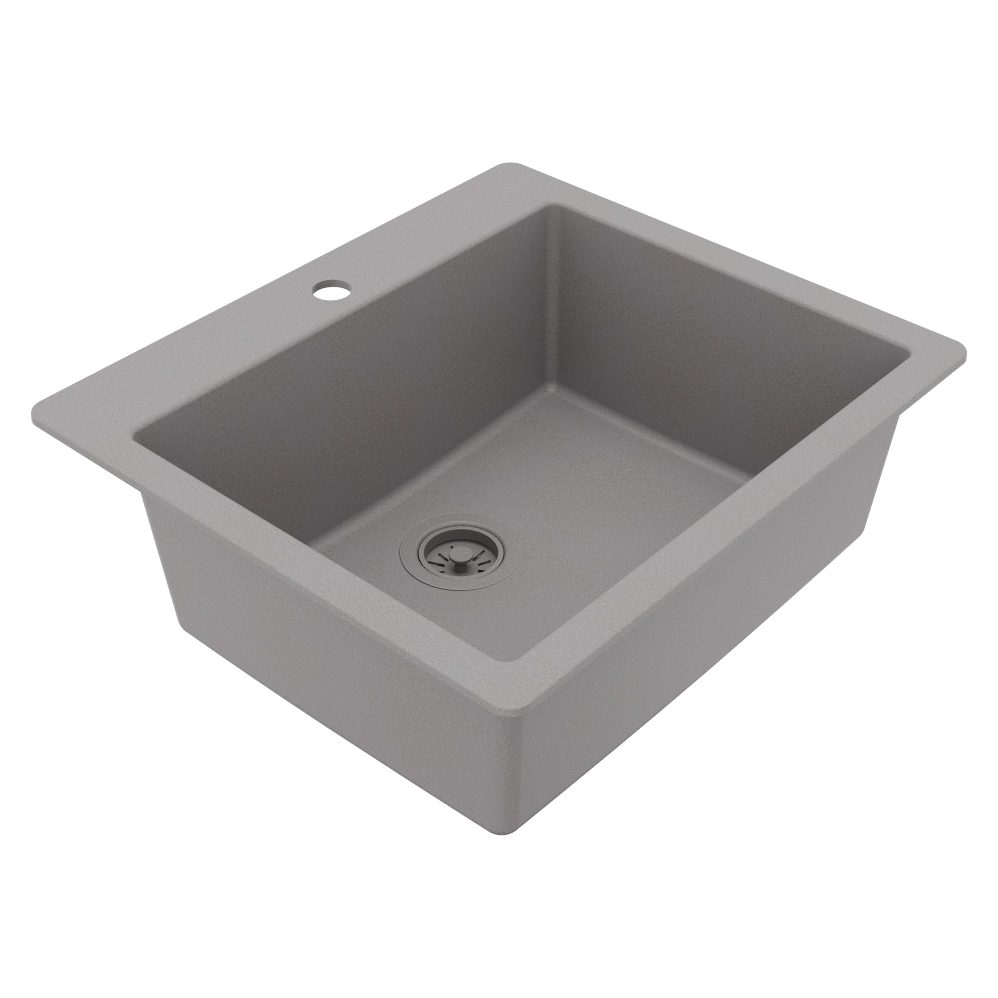 Alternative View of Karran 25" Drop In/Topmount Quartz Composite Kitchen Sink, Grey, QT-820-GR