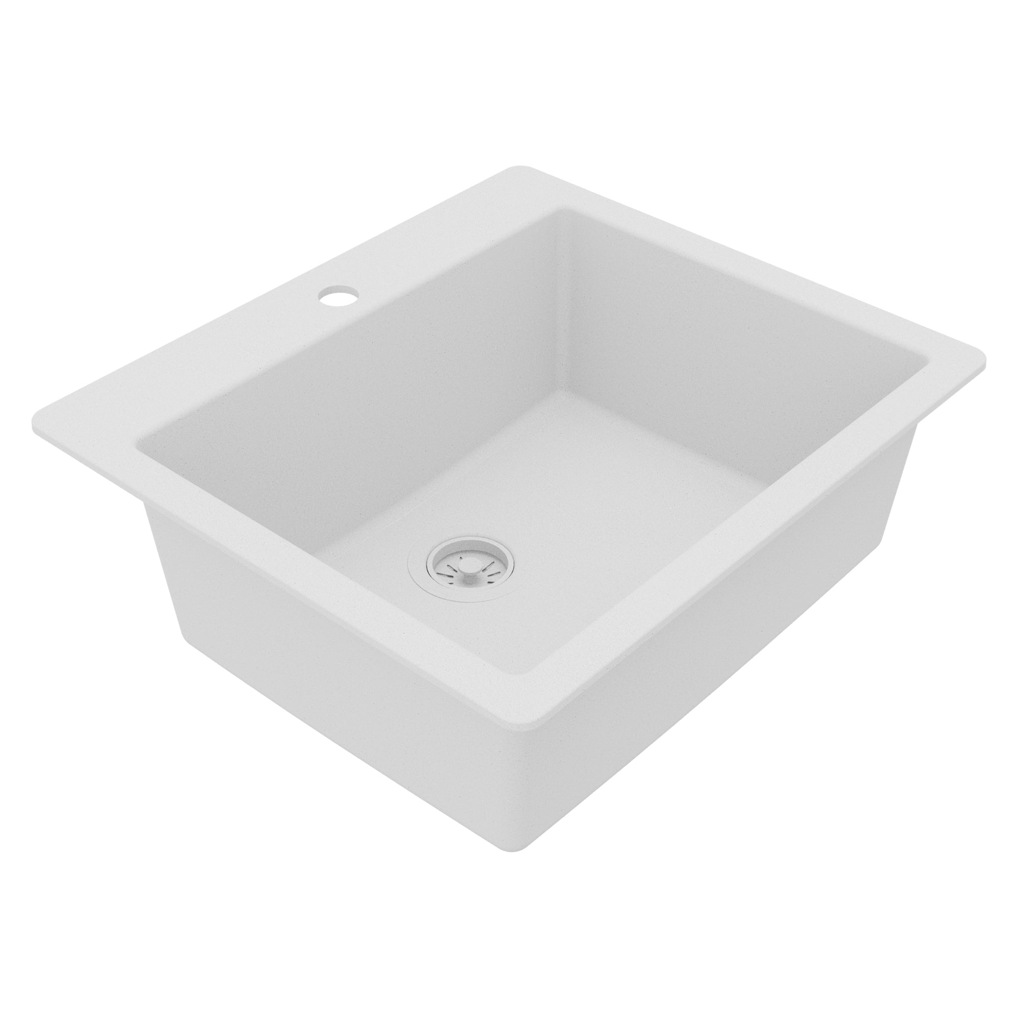 Alternative View of Karran 25" Drop In/Topmount Quartz Composite Kitchen Sink, White, QT-820-WH