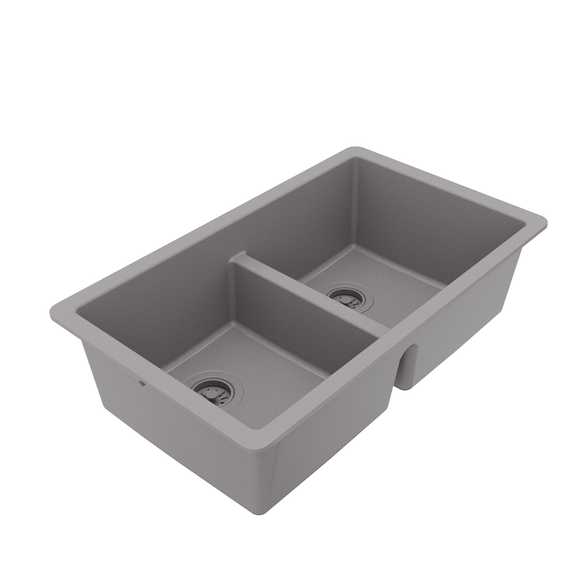 Alternative View of Karran 32" Undermount Quartz Composite Kitchen Sink, 50/50 Double Bowl, Grey, QU-810-GR