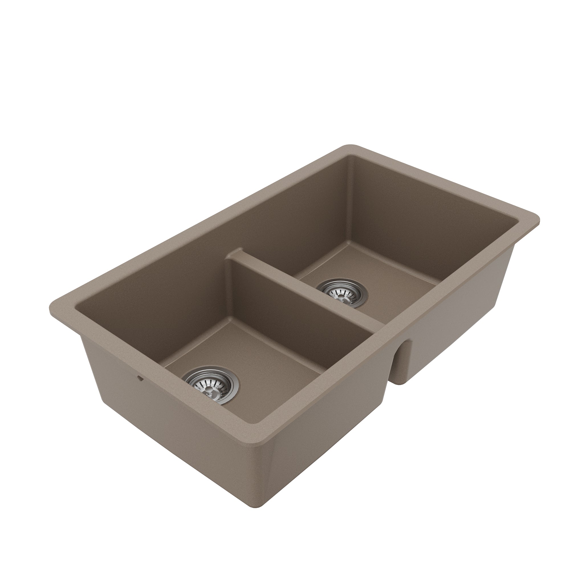 Alternative View of Karran 32" Undermount Quartz Composite Kitchen Sink with Accessories, 50/50 Double Bowl, Concrete, QU-810-CN-PK1