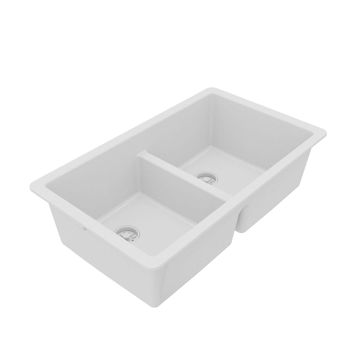 Alternative View of Karran 32" Undermount Quartz Composite Kitchen Sink, 50/50 Double Bowl, White, QU-810-WH