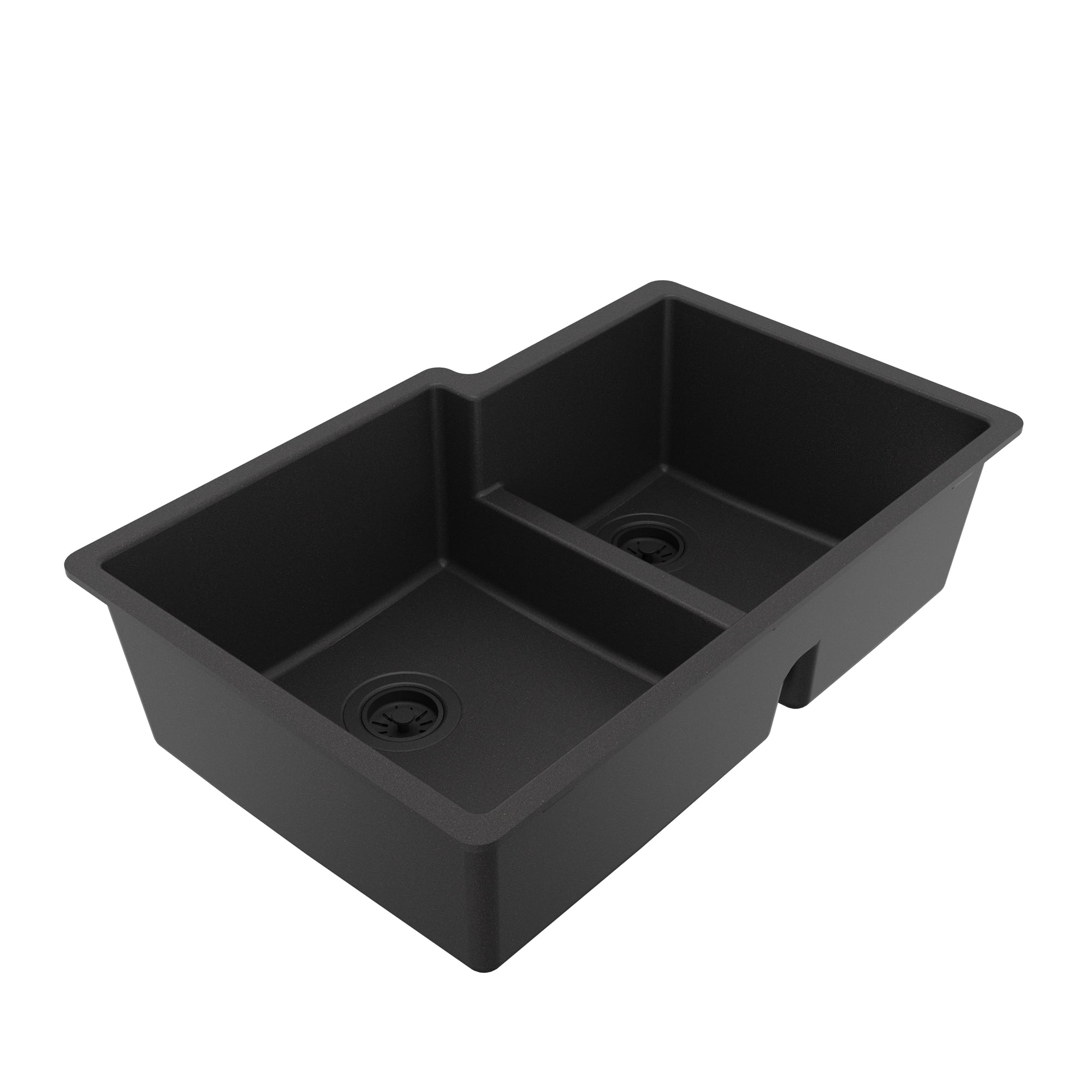 Alternative View of Karran 32" Undermount Quartz Composite Kitchen Sink, 60/40 Double Bowl, Black, QU-811-BL