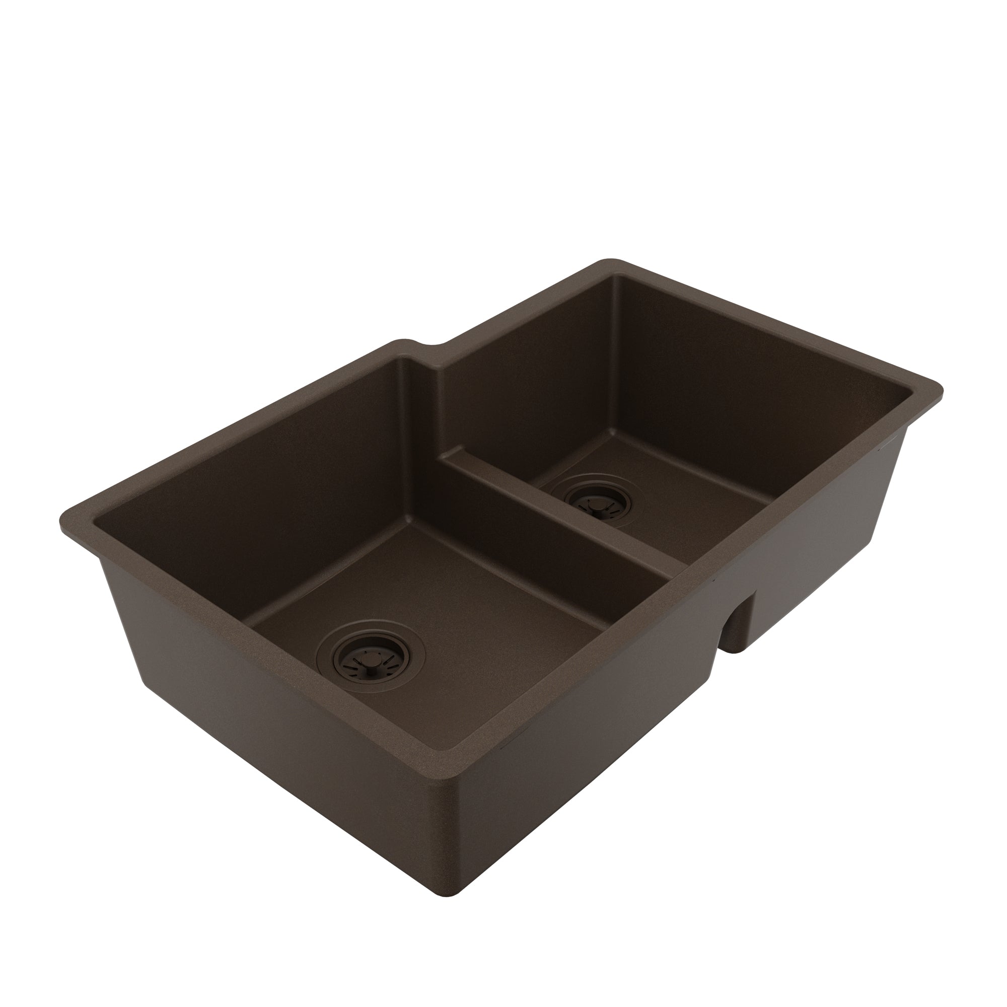 Alternative View of Karran 32" Undermount Quartz Composite Kitchen Sink, 60/40 Double Bowl, Brown, QU-811-BR
