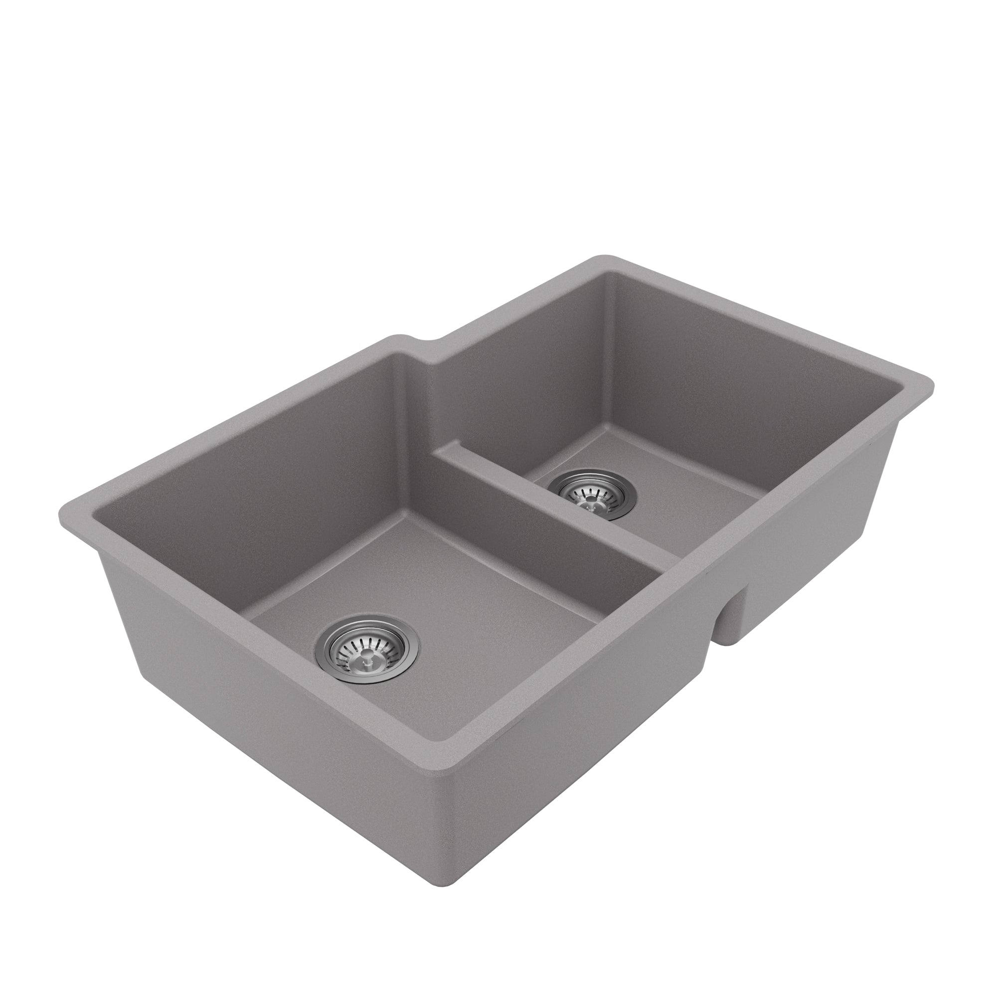 Alternative View of Karran 32" Undermount Quartz Composite Kitchen Sink with Accessories, 60/40 Double Bowl, Grey, QU-811-GR-PK1