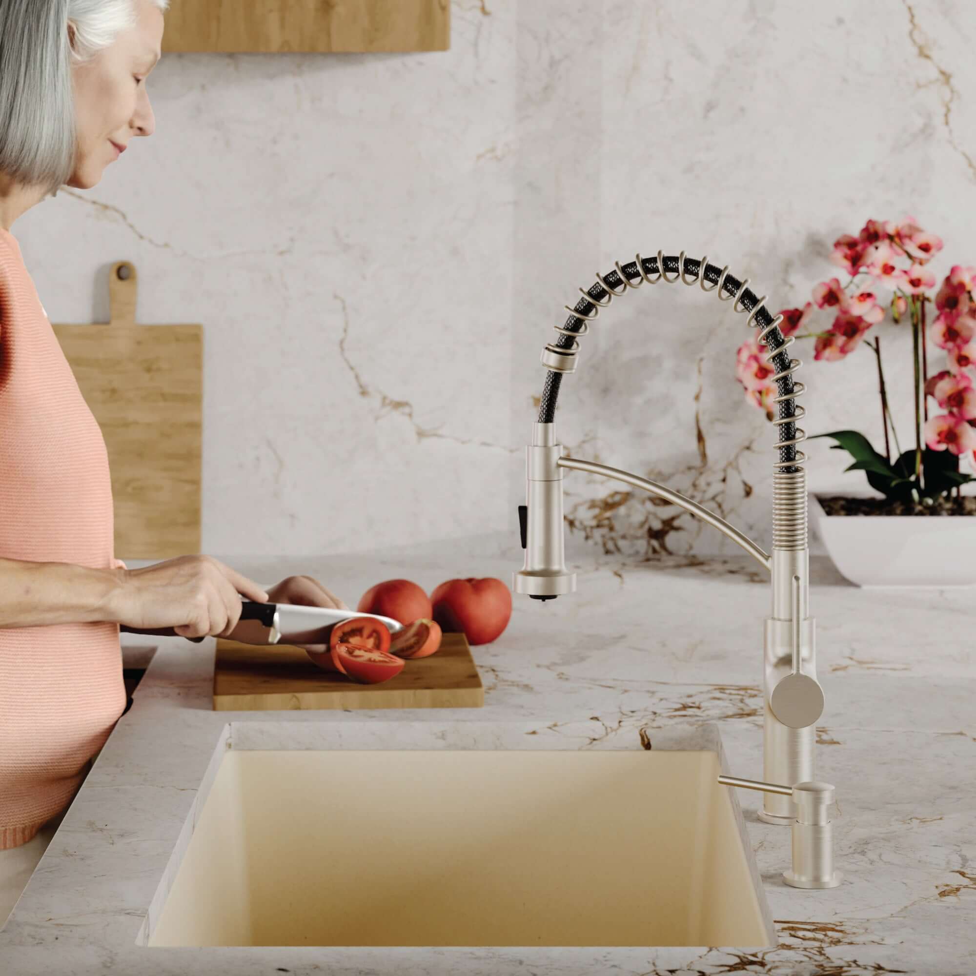 Alternative View of Karran 32" Undermount Quartz Composite Kitchen Sink, Bisque, QU-812-BI