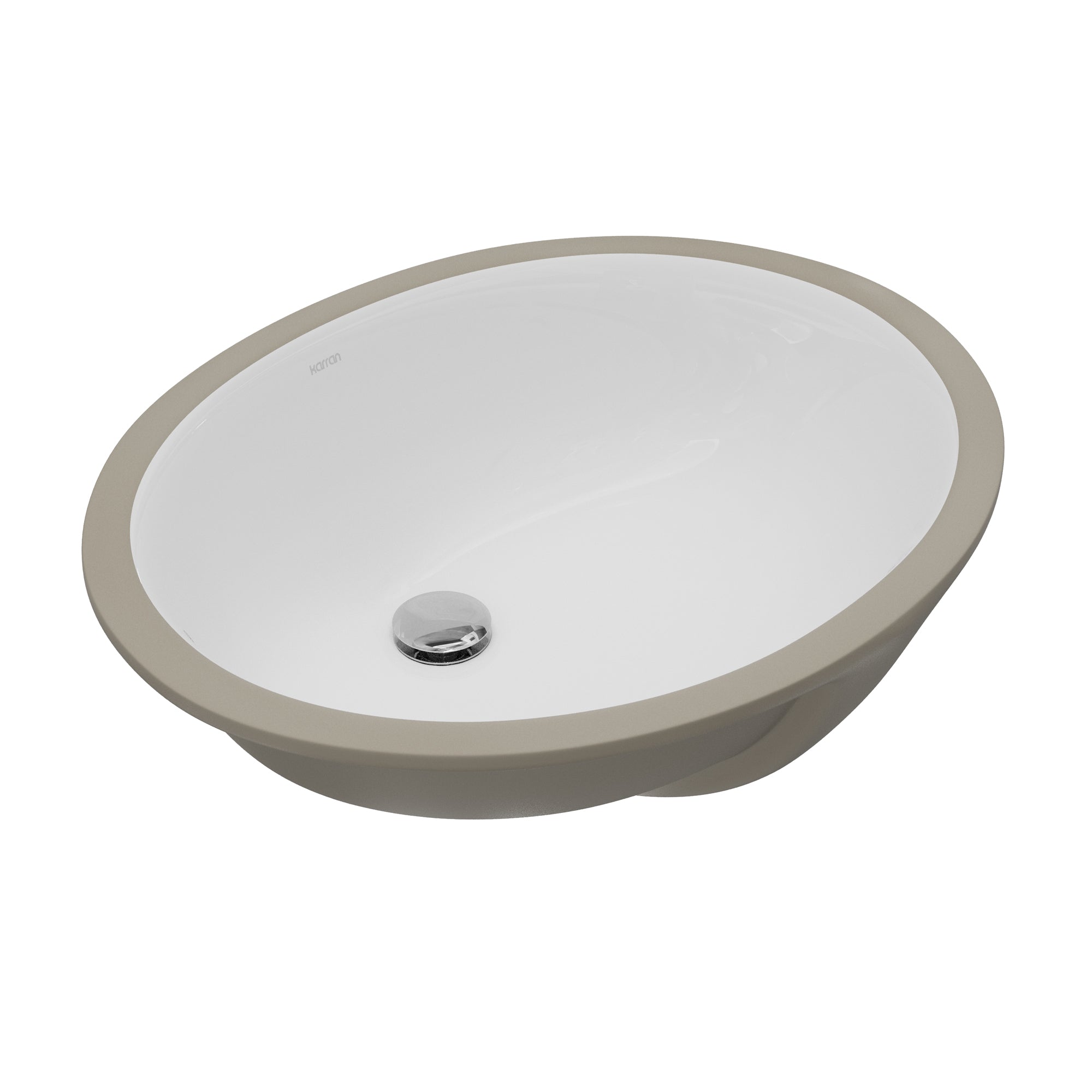 Karran Valera 15" x 18.125" Oval Undermount Vitreous China Bathroom Sink, White, VC-103-WH