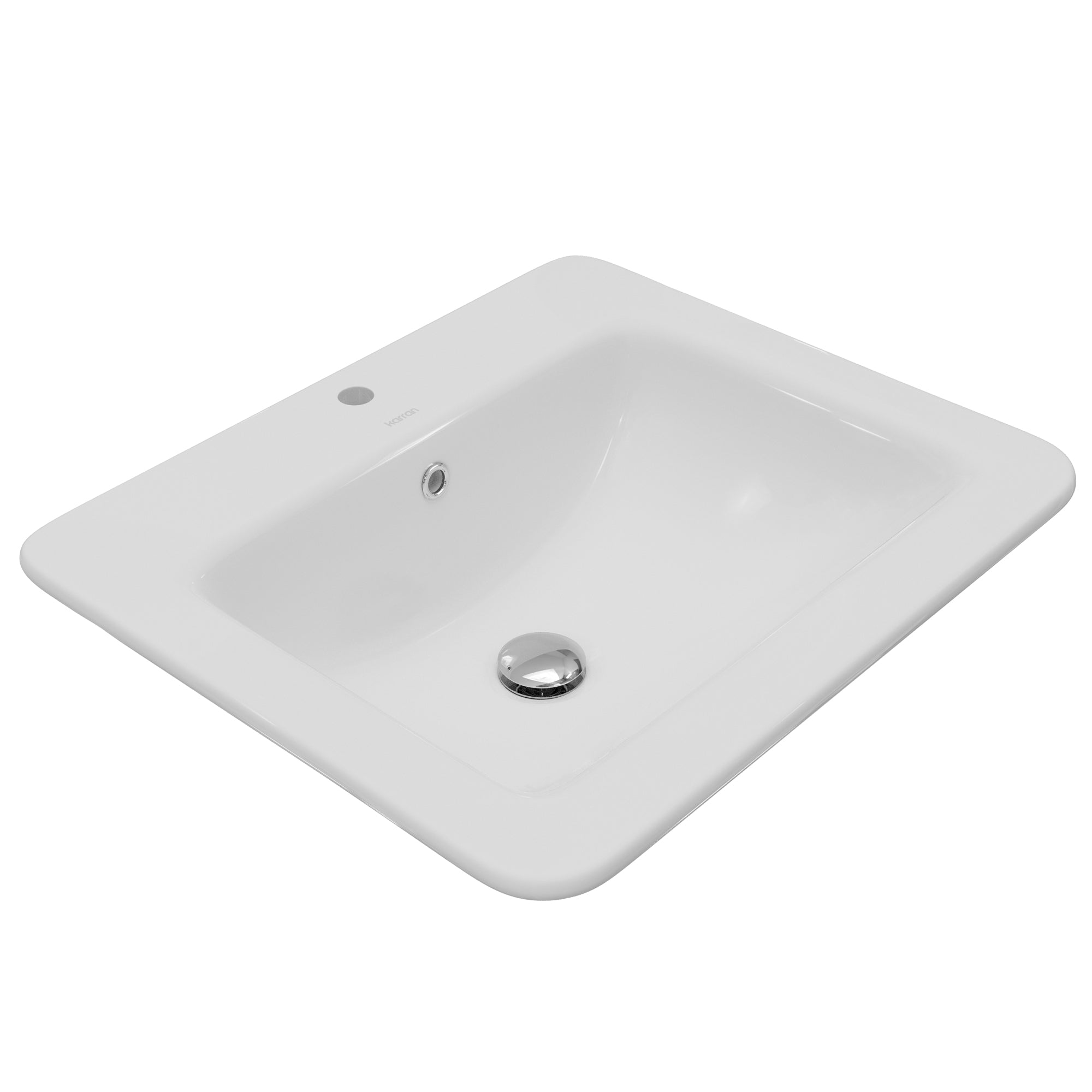 Karran Valera 18.125" x 21.25" Rectangular Drop In/Topmount Vitreous China ADA Bathroom Sink, White, VC-204-WH
