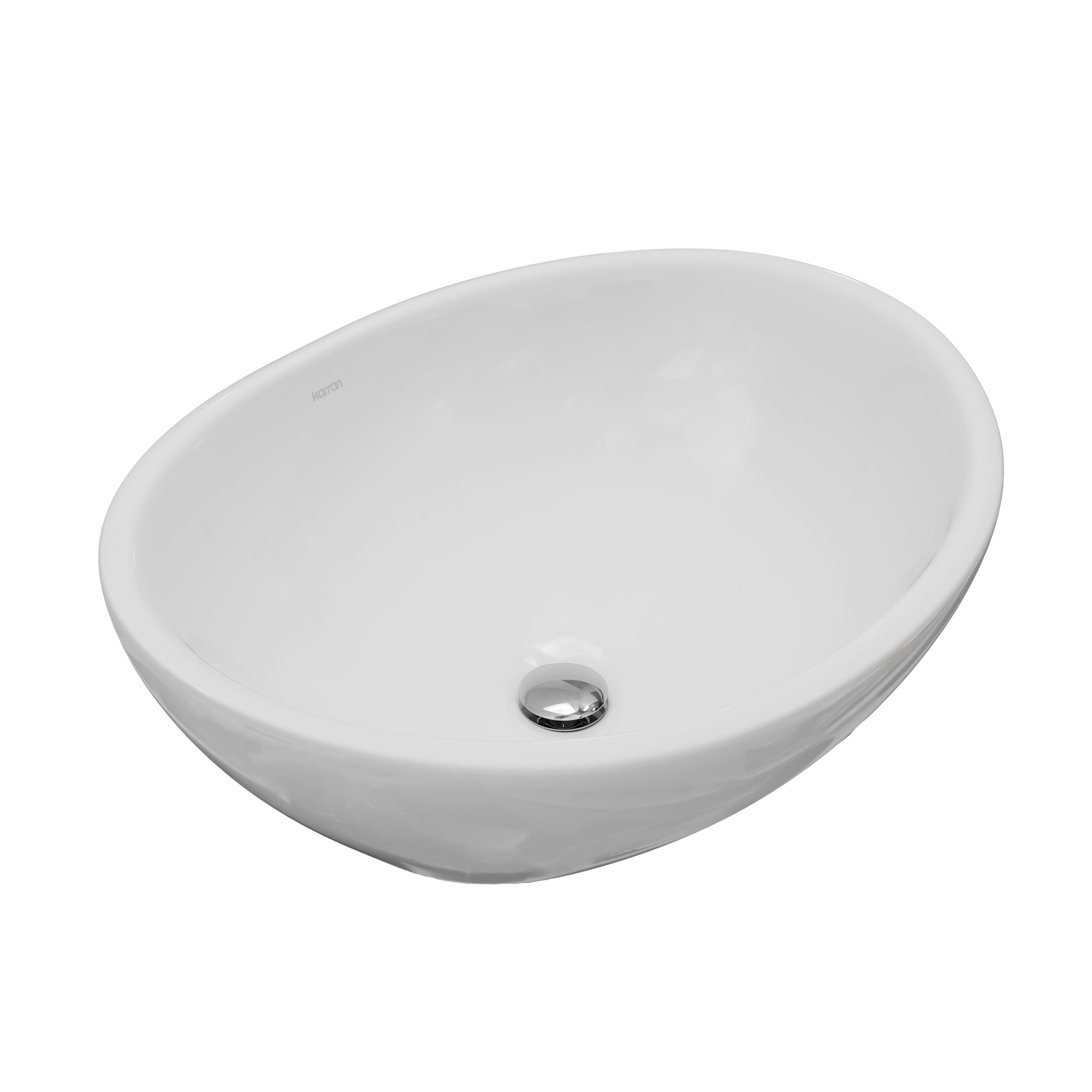 Alternative View of Karran Valera 15.5" x 13.25" x 4.5" Oval Vessel Vitreous China ADA Bathroom Sink, White, VC-302-WH