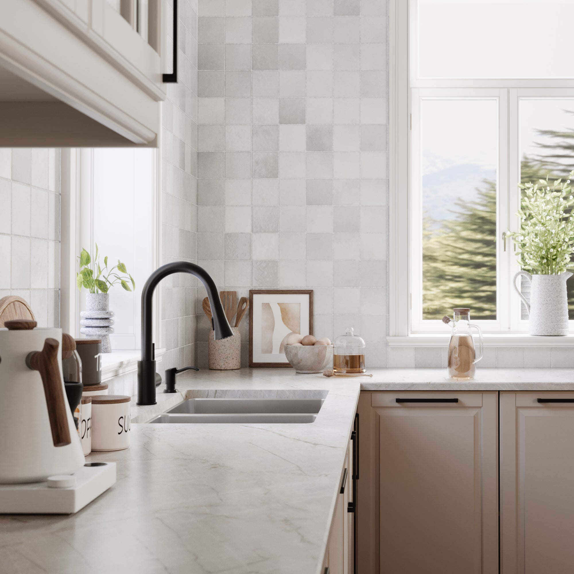 Karran lansen 32 stainless steel kitchen sink 50/50 double bowl lifestyle image