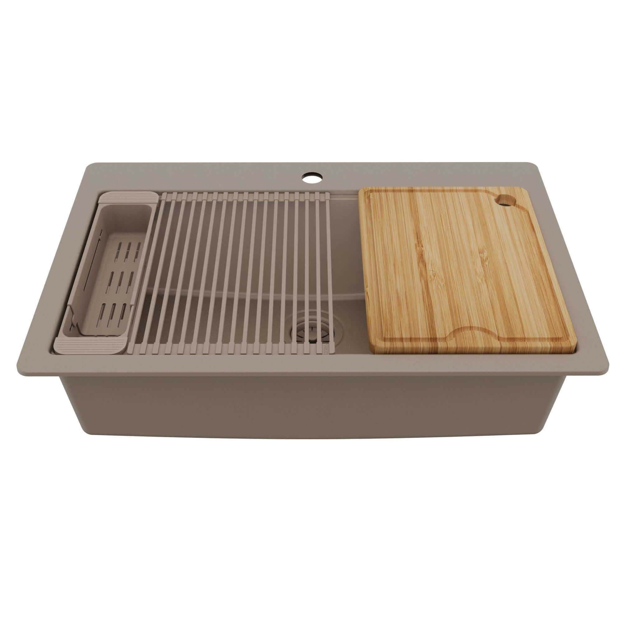 Karran 33 quartz composite workstation kitchen sink concrete product image