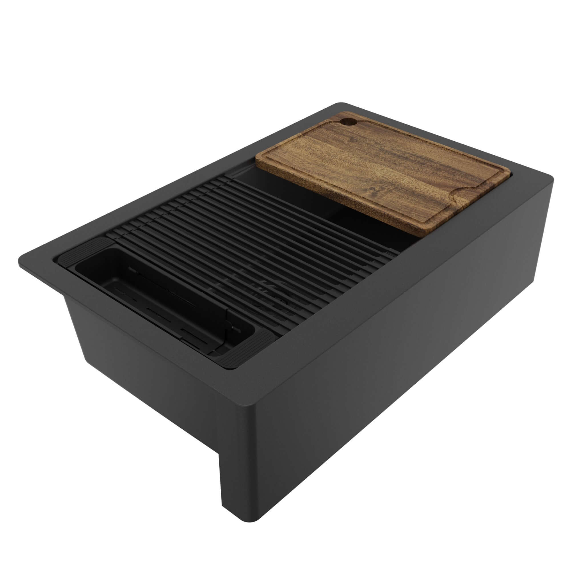 Karran 34 quartz composite workstation farmhouse sink black product image