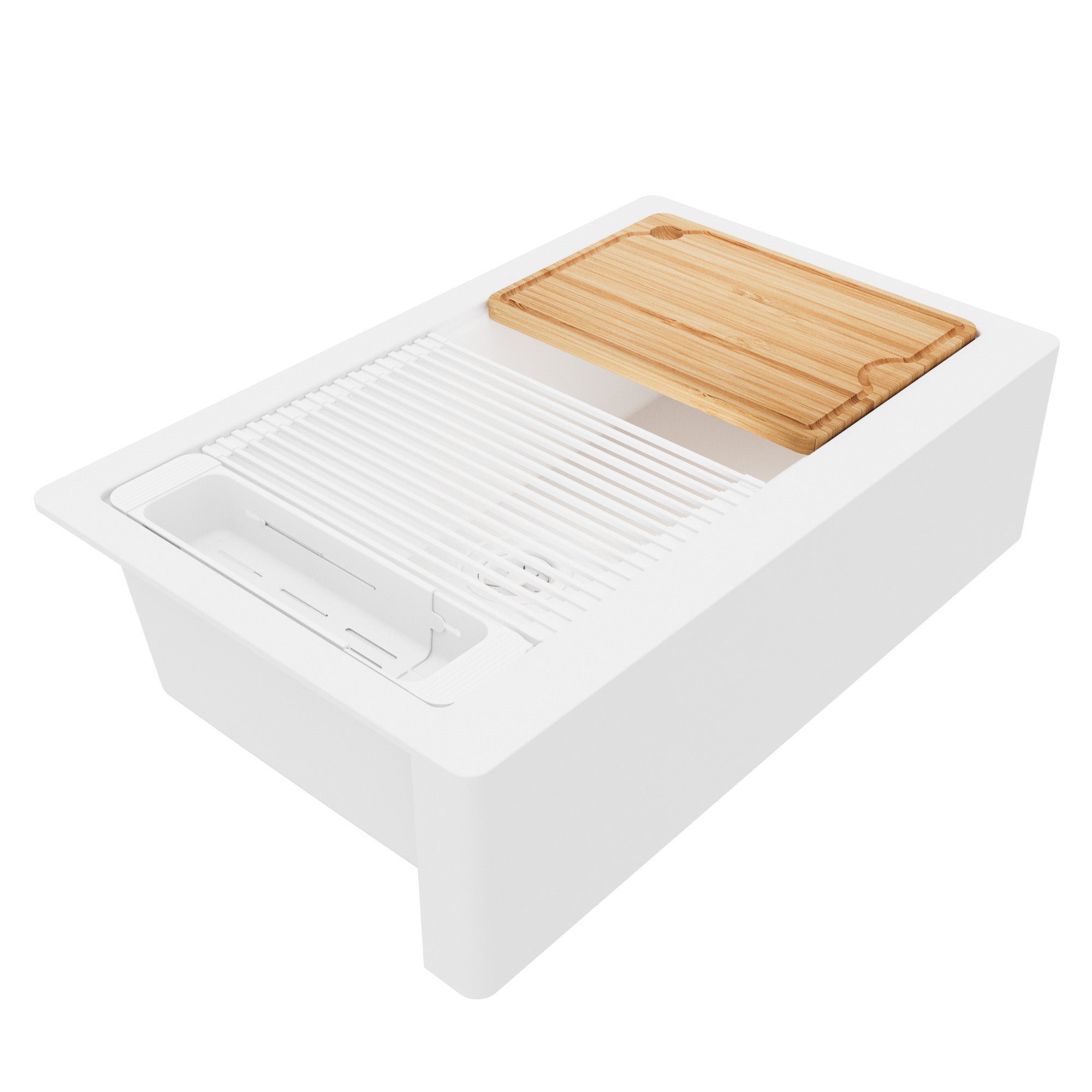 Karran 34 quartz composite workstation farmhouse sink white product image