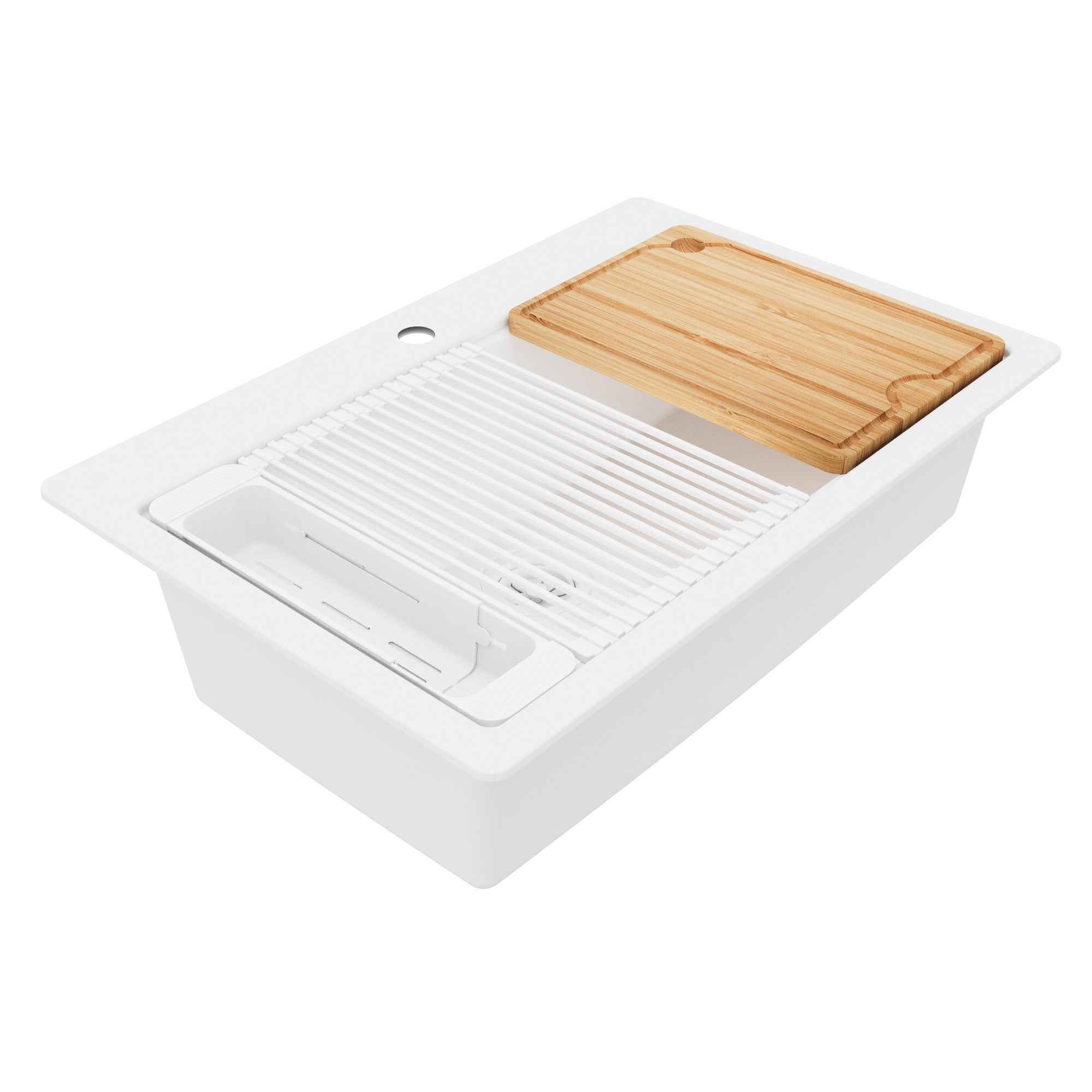 Karran 33 quartz composite workstation kitchen sink white product image